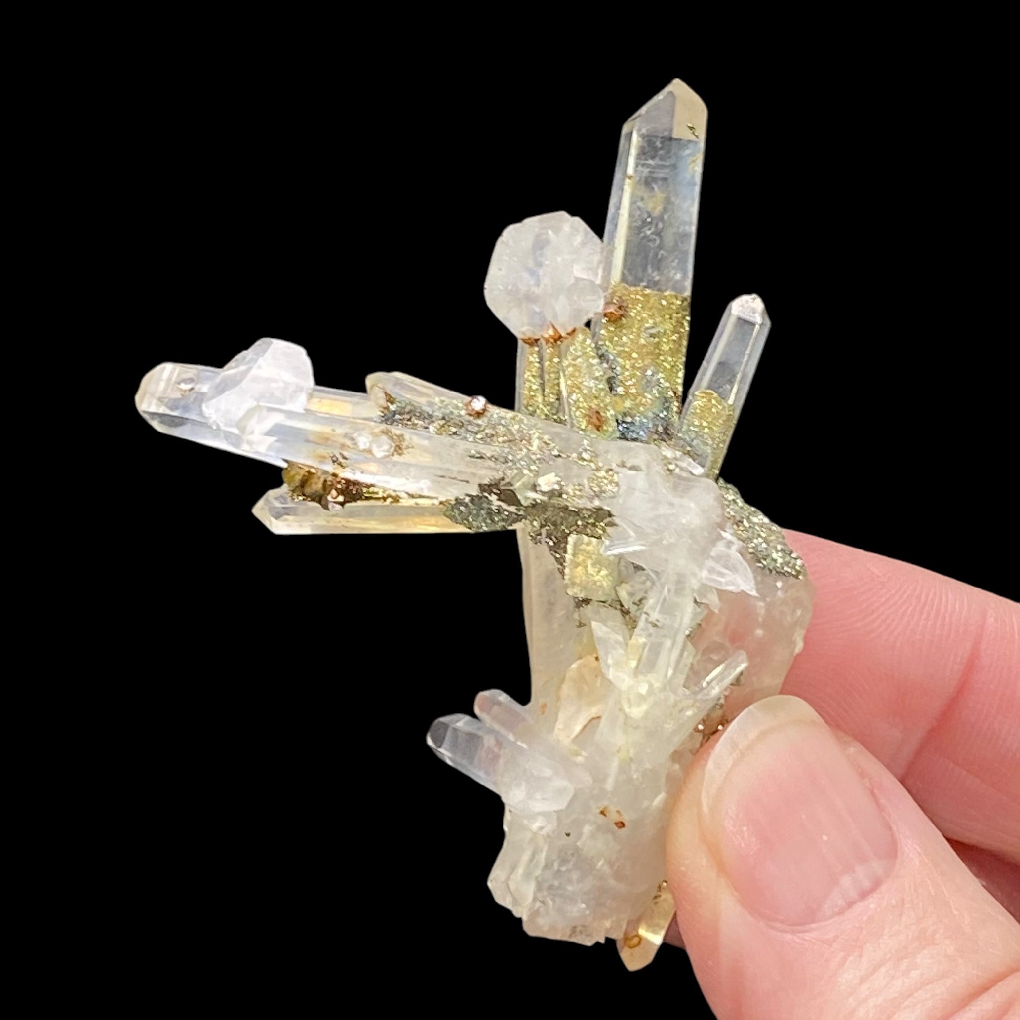 Quartz Cluster with Iridescent Pyrite & Calcite, Trepca Mines, Kosovo