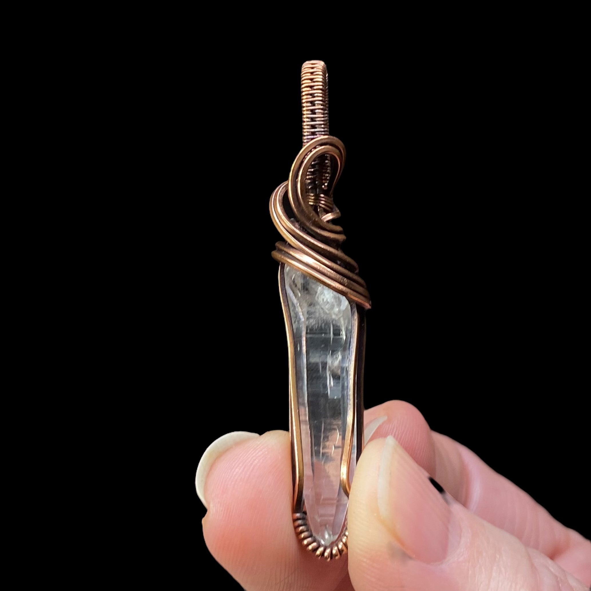 Himalayan Laser Quartz & Copper Wire Wrapped Handmade Pendant