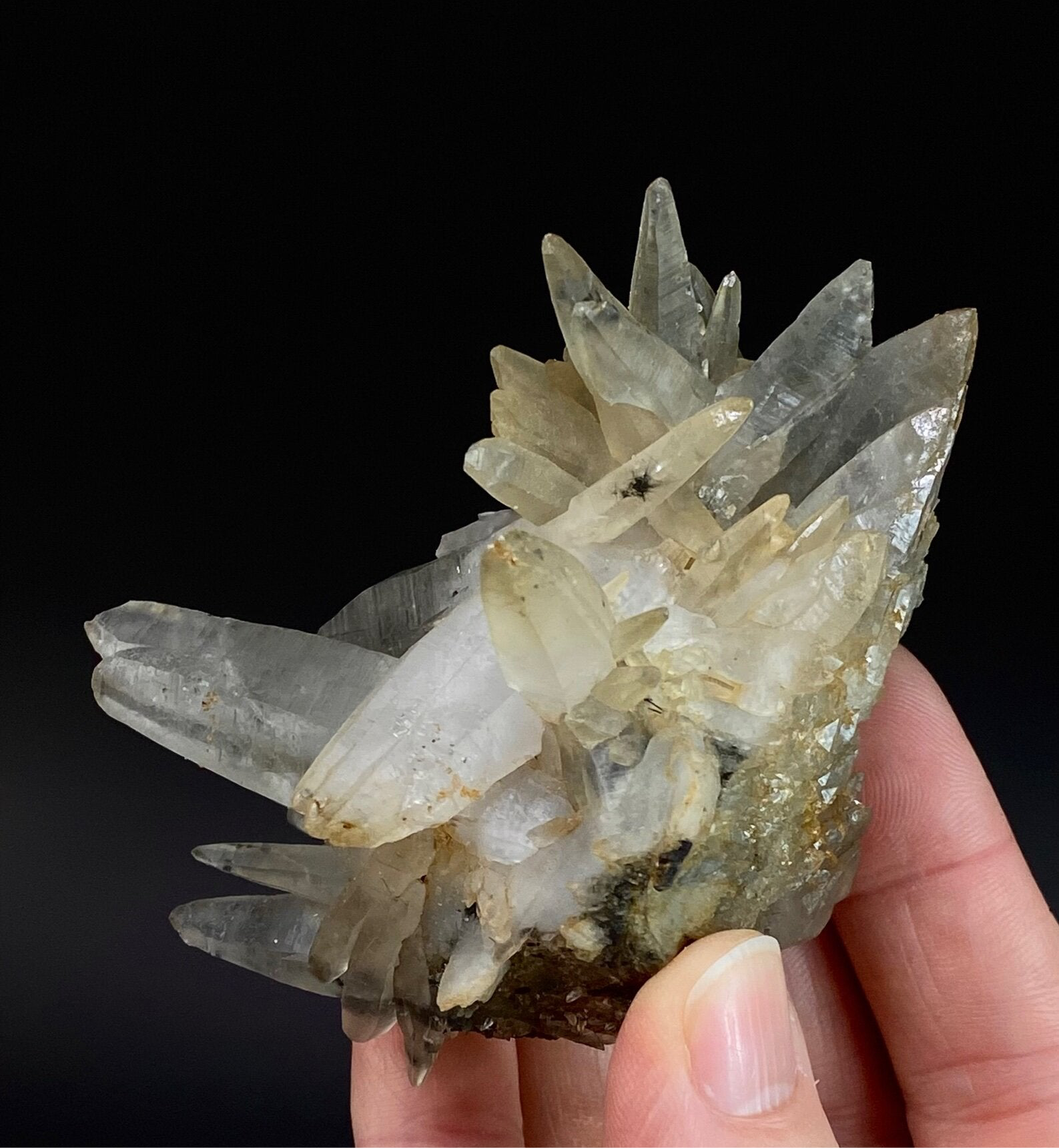 Laser Quartz Crystal Cluster with Hematite Inclustions