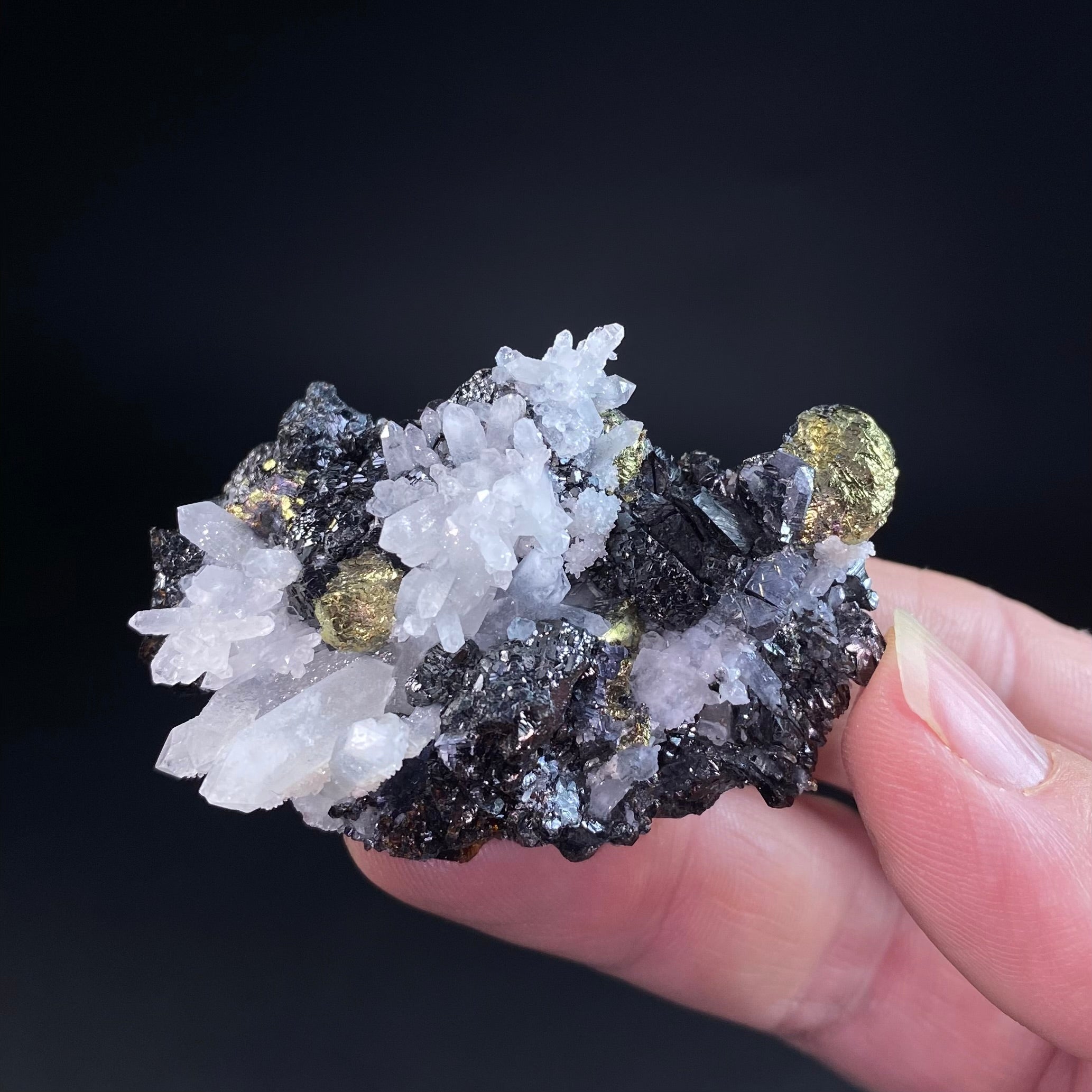 Sphalerite, Quartz Crystals, and Pyrite Combination Piece from Kosovo