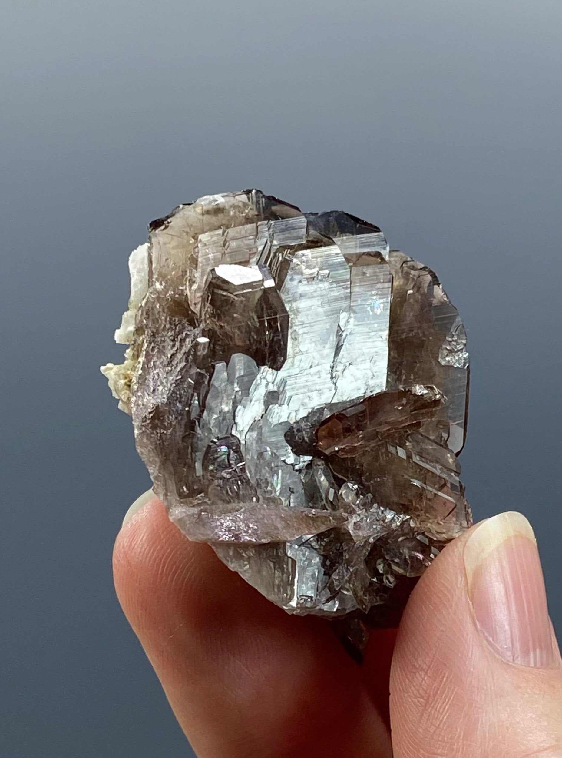 Axinite Crystal Cluster with Alkali Feldspar