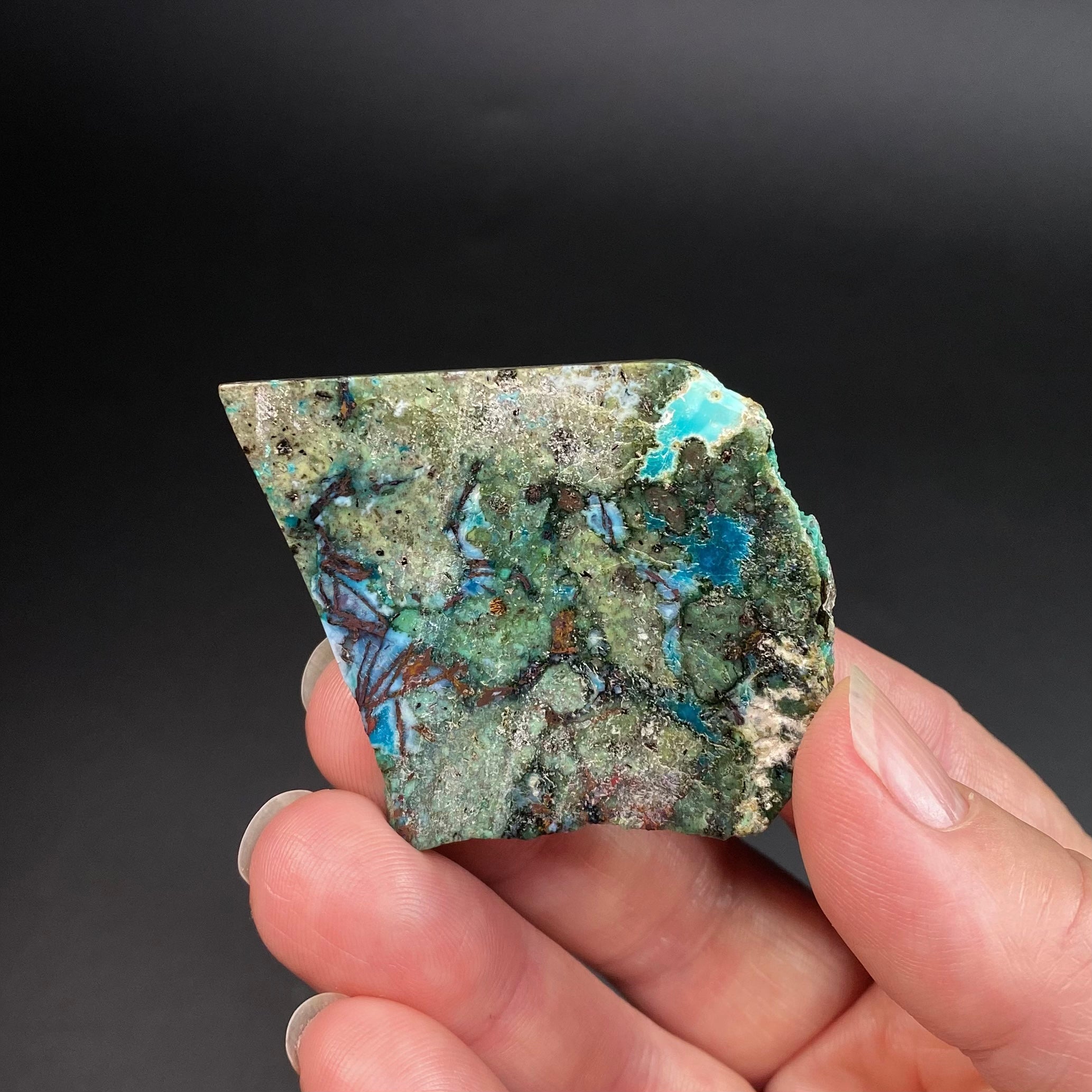 Chrysocolla & Copper Indonesian Copper Web with Matrix Polished Slab