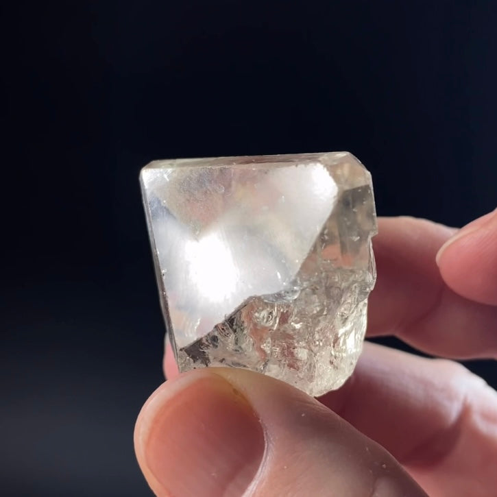 Fluorescent Clear Topaz Crystal with Chisel Shaped Termination