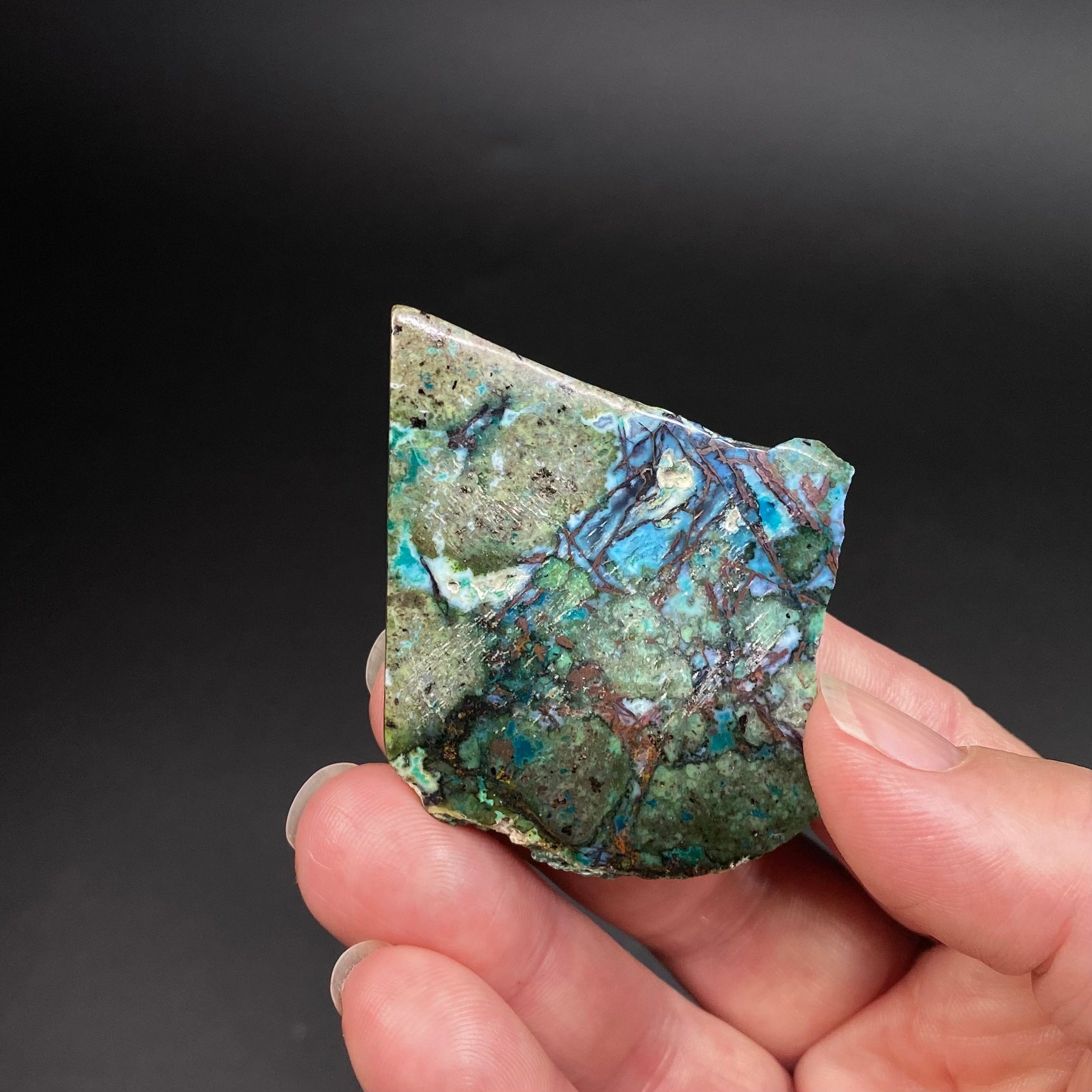 Chrysocolla & Copper Indonesian Copper Web with Matrix Polished Slab