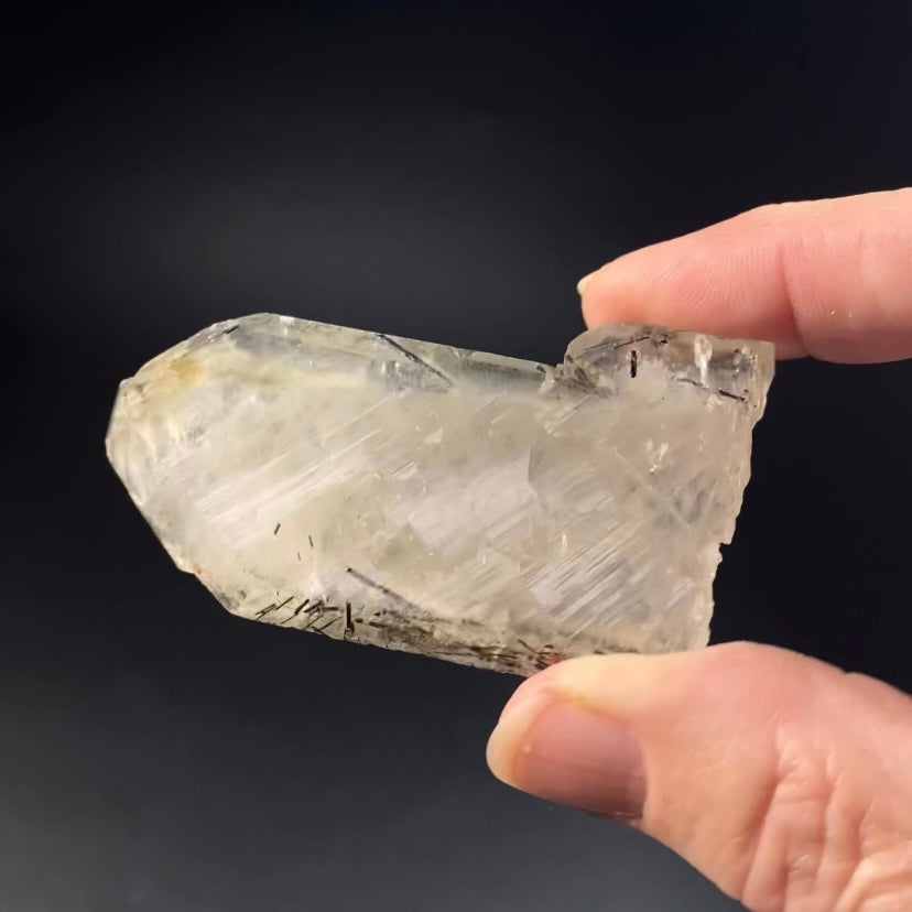 Tabular Quartz Crystal with Black Tourmaline Inclusions