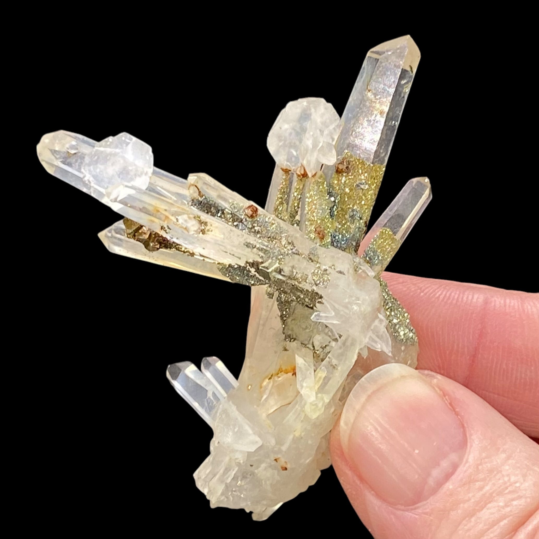 Quartz Cluster with Iridescent Pyrite & Calcite, Trepca Mines, Kosovo