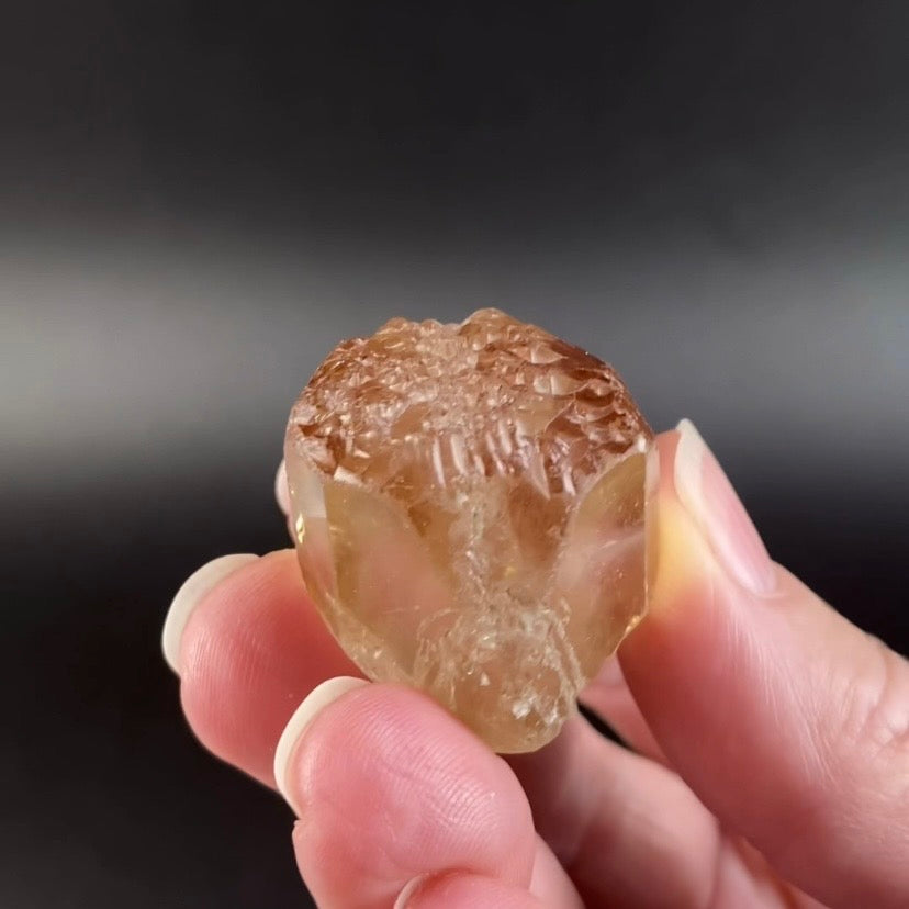 Champagne Topaz Crystal with Unique Etched Termination