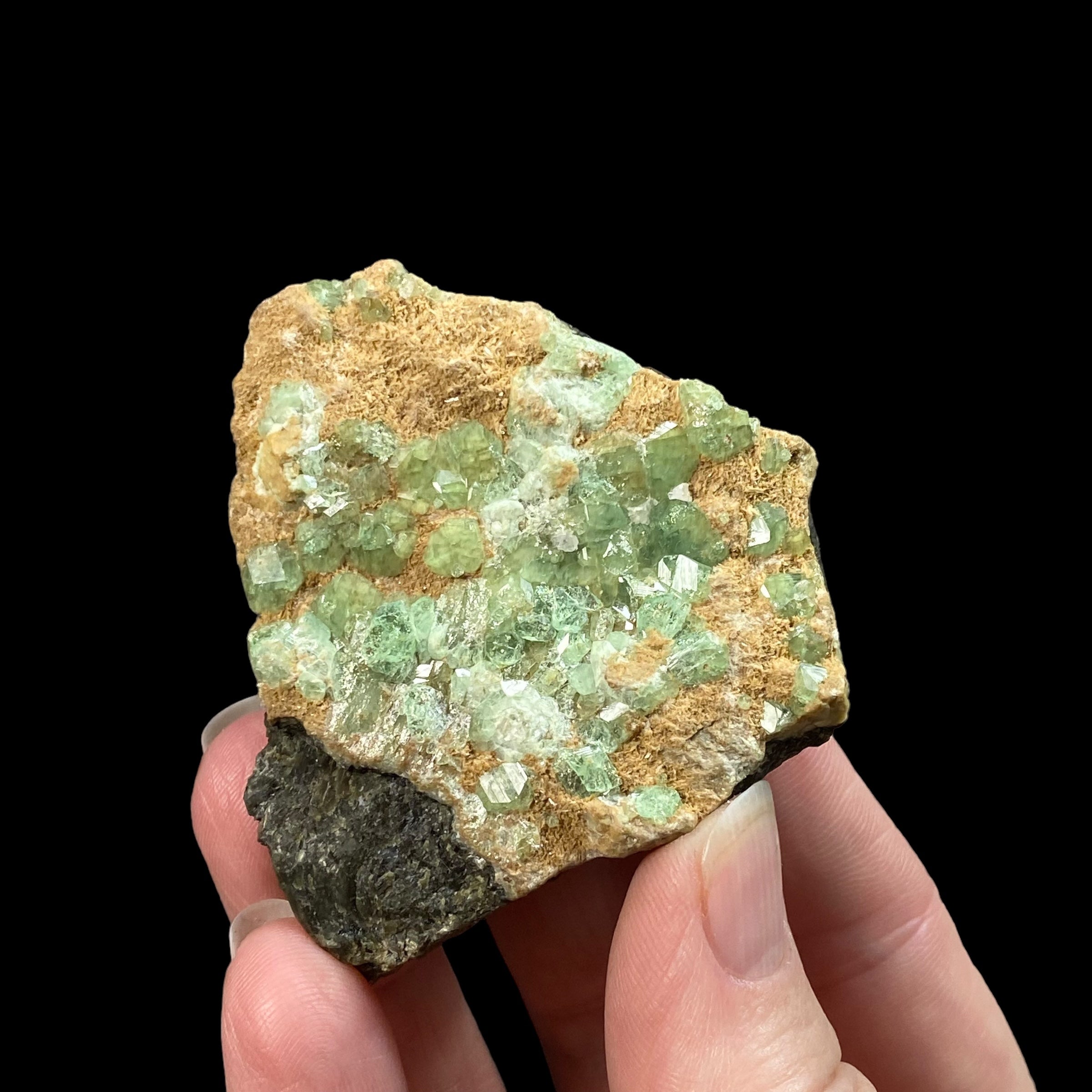 Green Garnet Crystals on Matrix