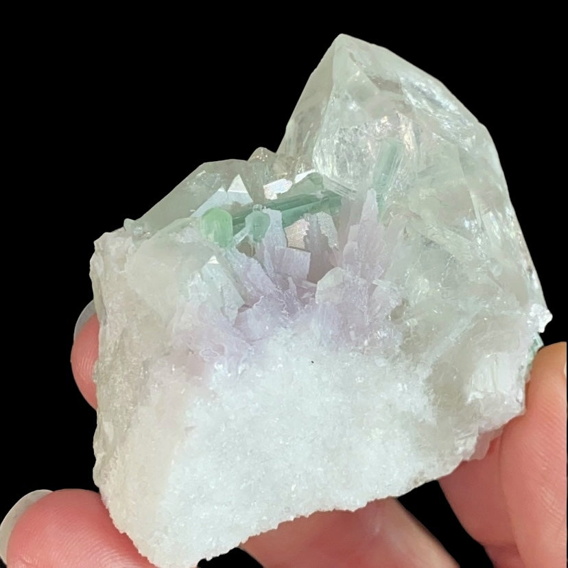 Lepidolite, Green Tourmaline & Quartz Cluster