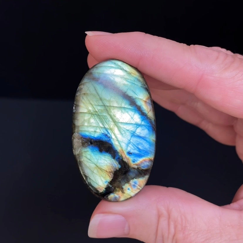 Blue Green Flash Labradorite Oval Shaped Cabochon
