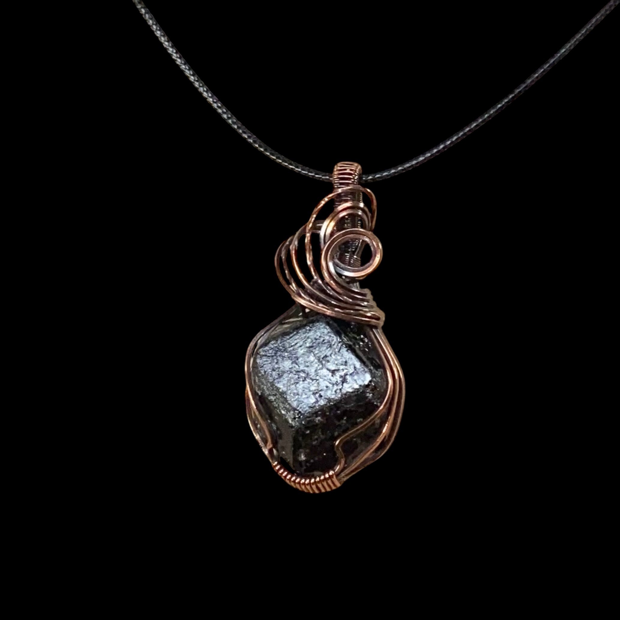 Almandine Raw Garnet and Copper Wire Wrapped Pendant