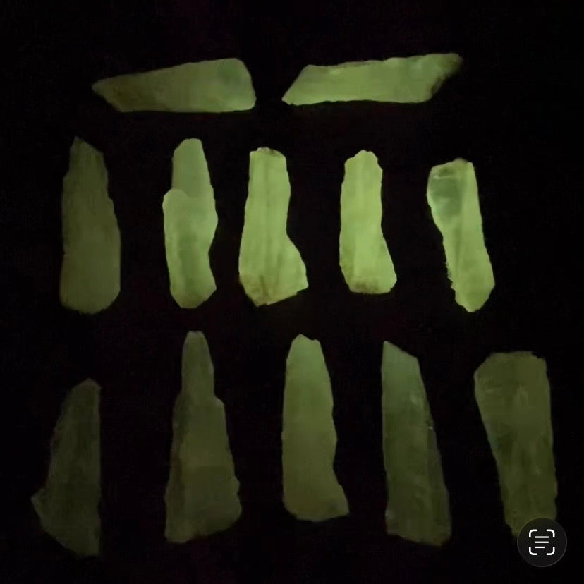 Phosphorescent Golden Feather Tapered Calcite Crystal