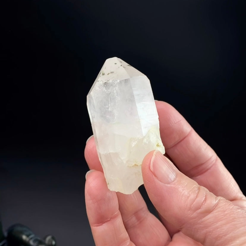 Quartz Crystal with Green Epidote Crystals
