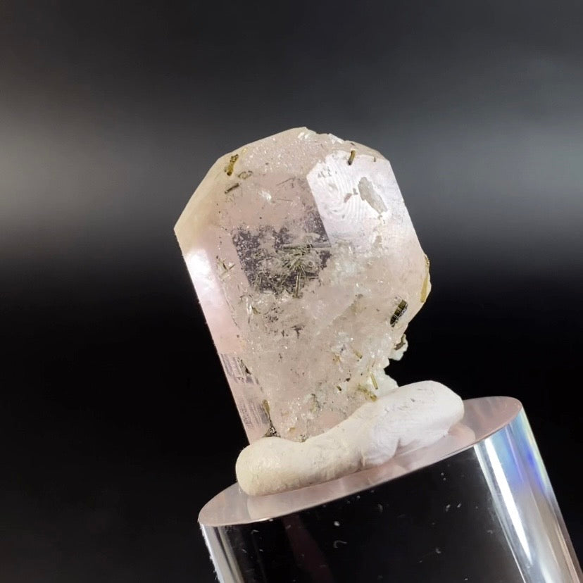 Pink Morganite Crystal with Green Tourmaline & Albite var Cleavelandite