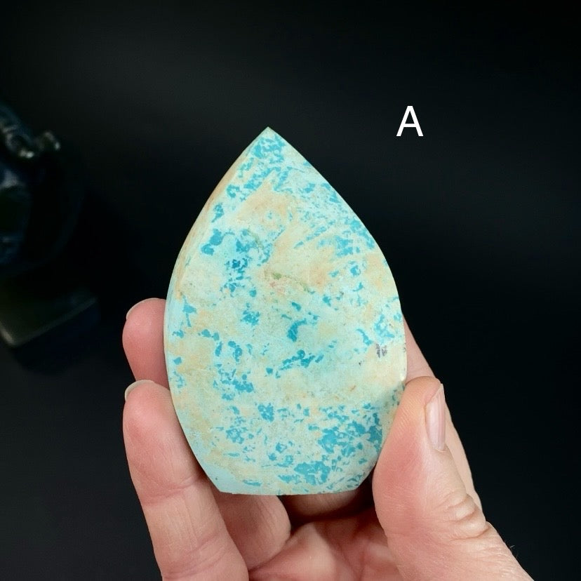 Chrysocolla Polished Freeform Flames from Peru