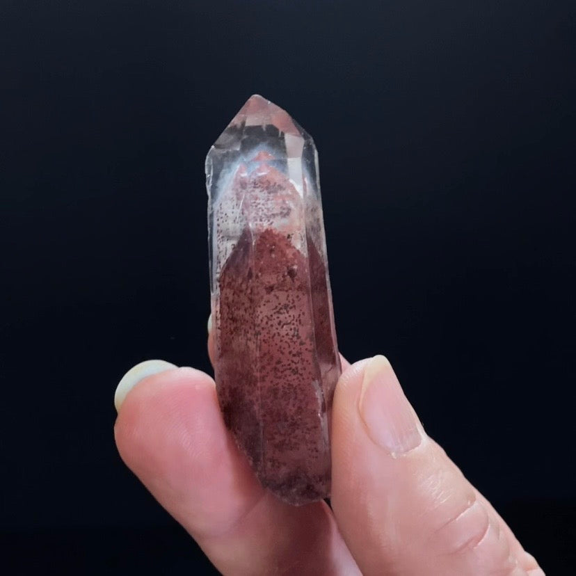 Red Hematite Double Phantom Sunset Quartz Crystal - Tamil Nadu, India