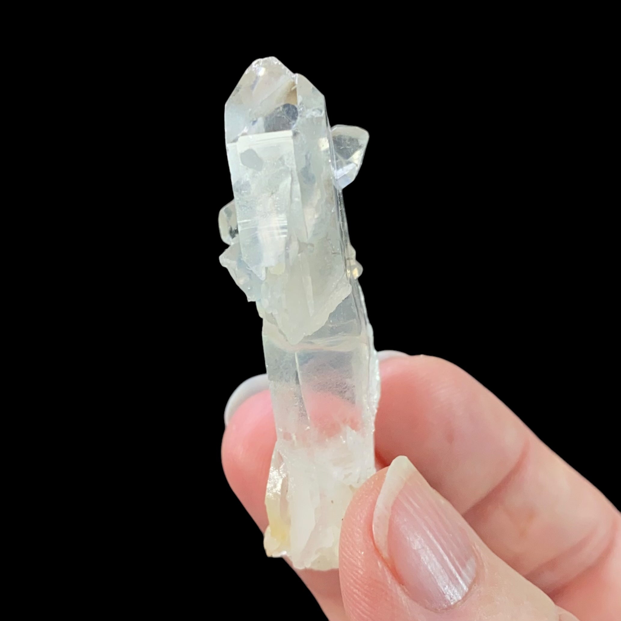 Double Terminated Tabular Bone Quartz Crystal with Halloysite Inclusions