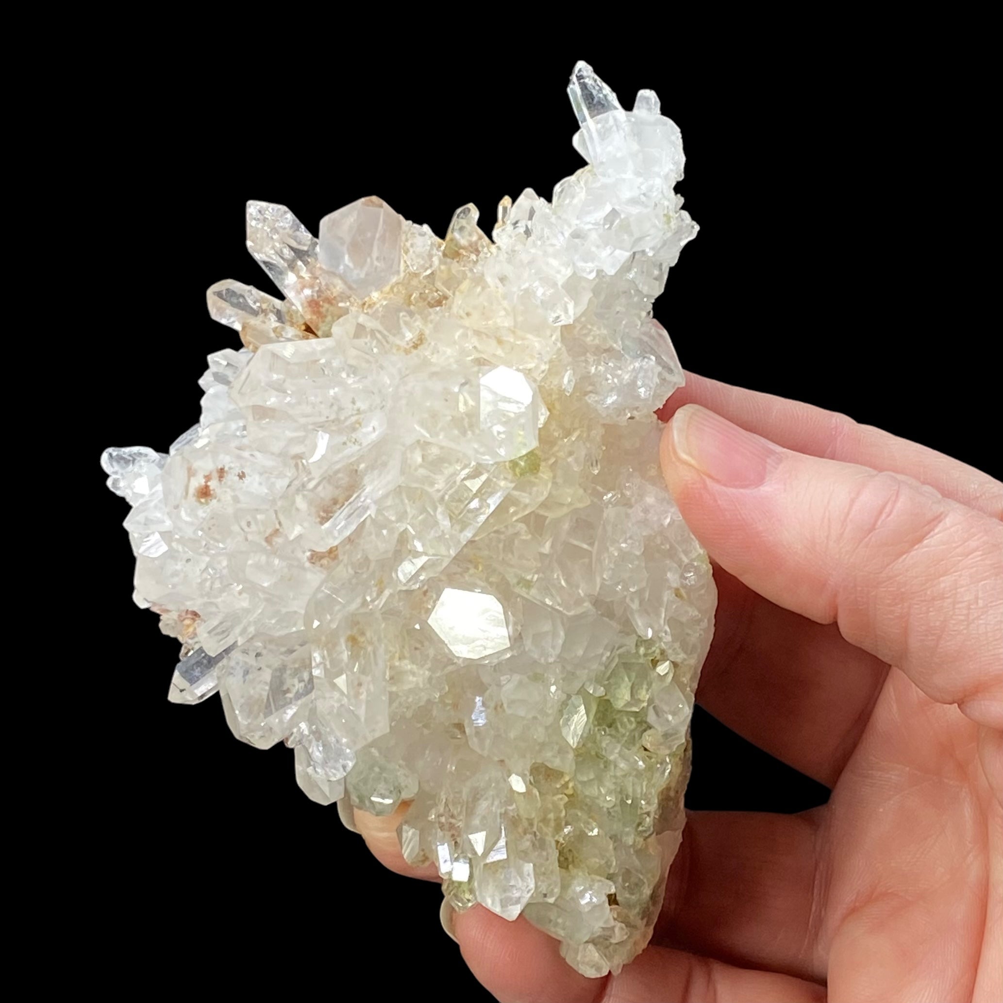 Chlorite Included Quartz Crystal Cluster