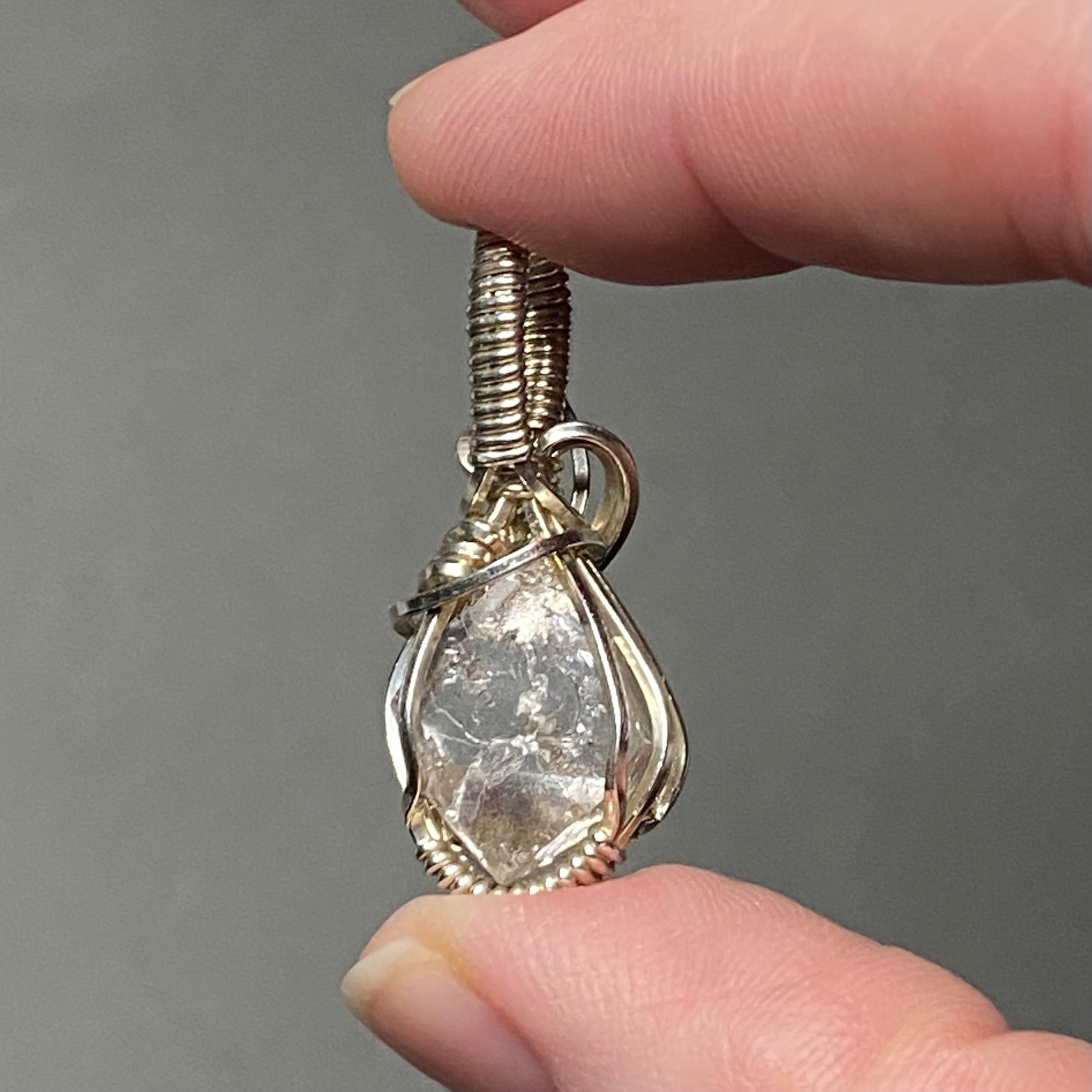 Raw Topaz Crystal & Sterling Silver Wire Wrapped Pendant