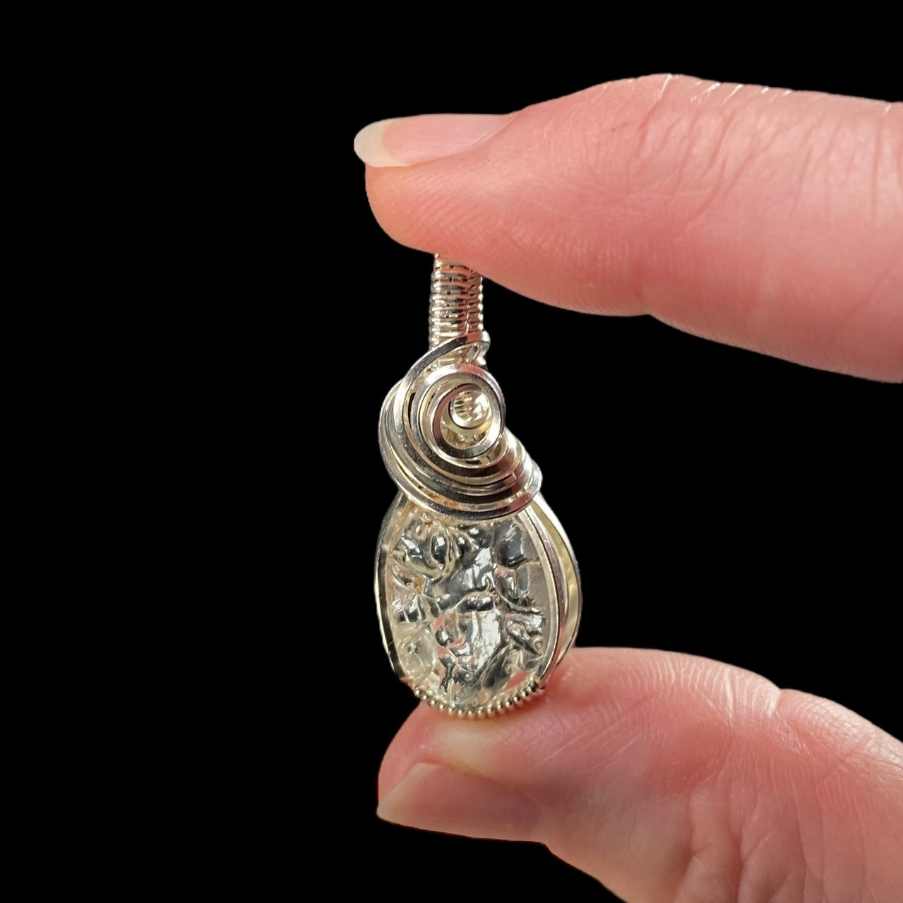 Hyalite Opal & Sterling Silver Wire Wrapped Pendant