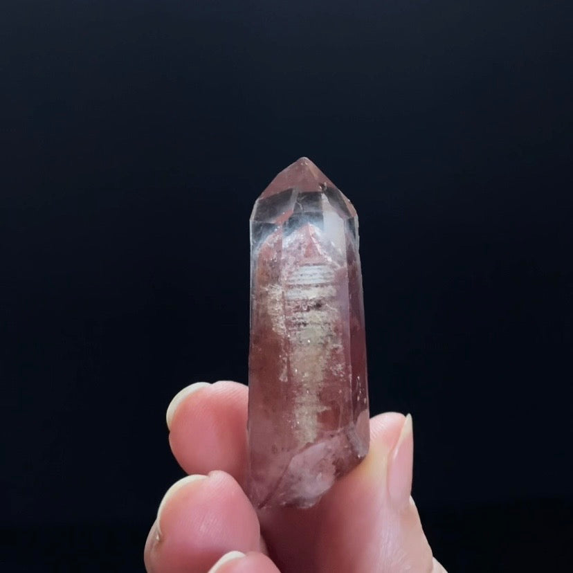 Red Hematite Double Phantom Sunset Quartz Crystal - Tamil Nadu, India