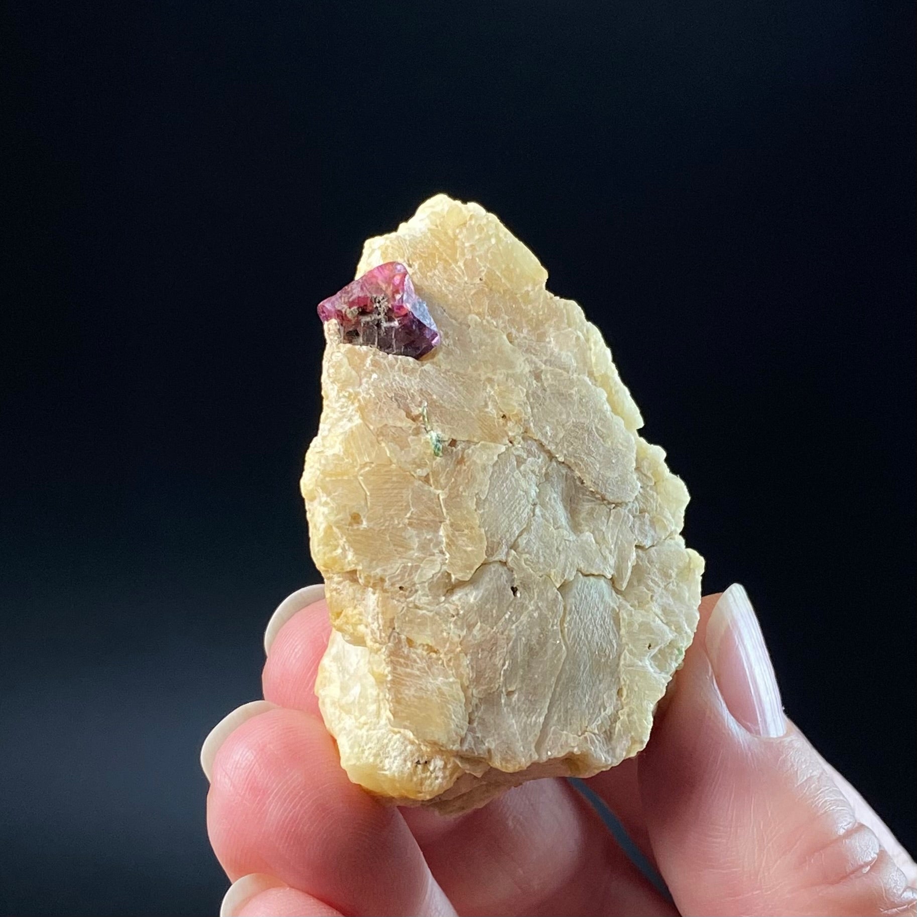 Red Spinel Crystal on Matrix - UV reactive