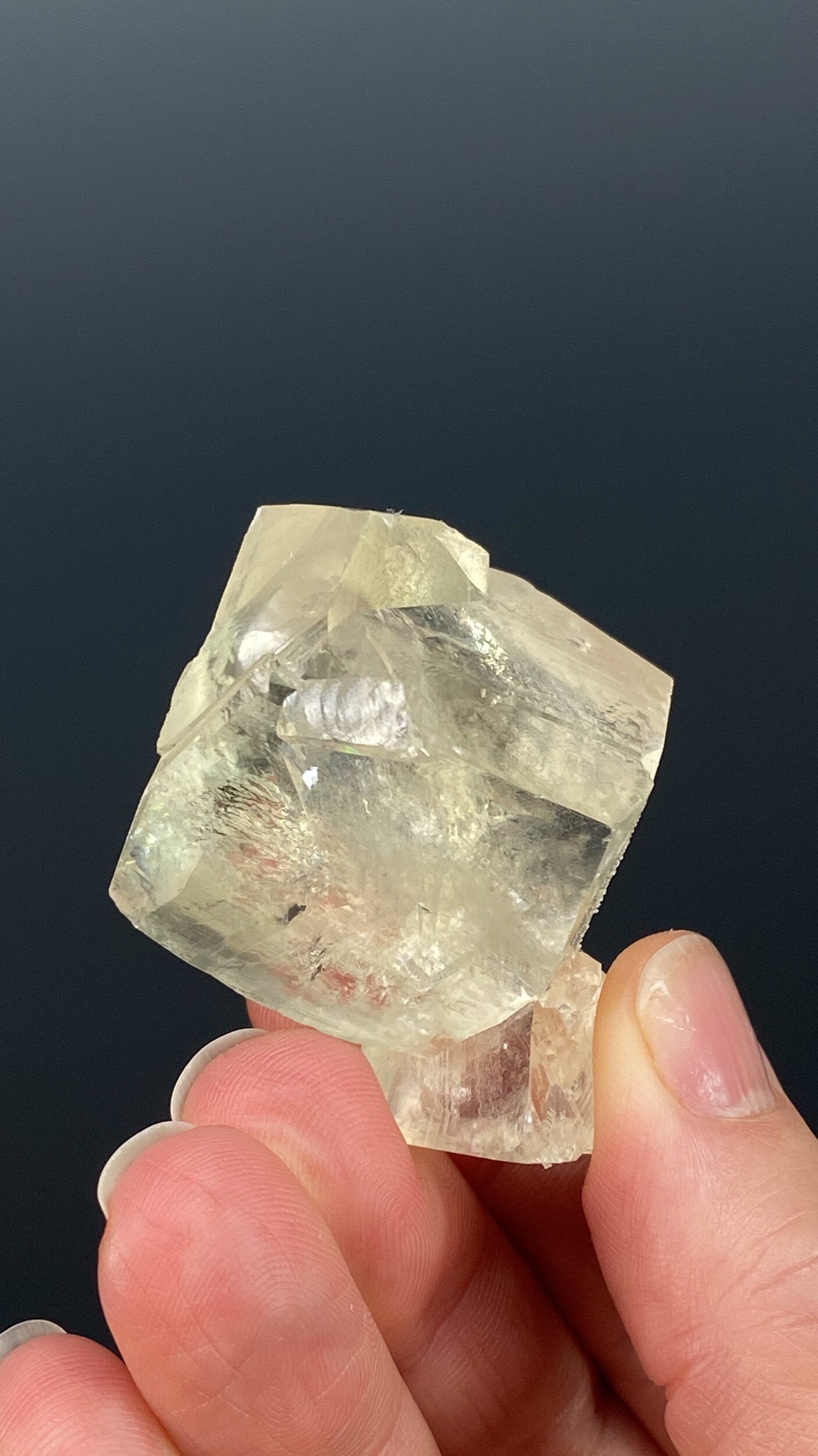 Light Golden Calcite Crystal Cluster with Rainbows