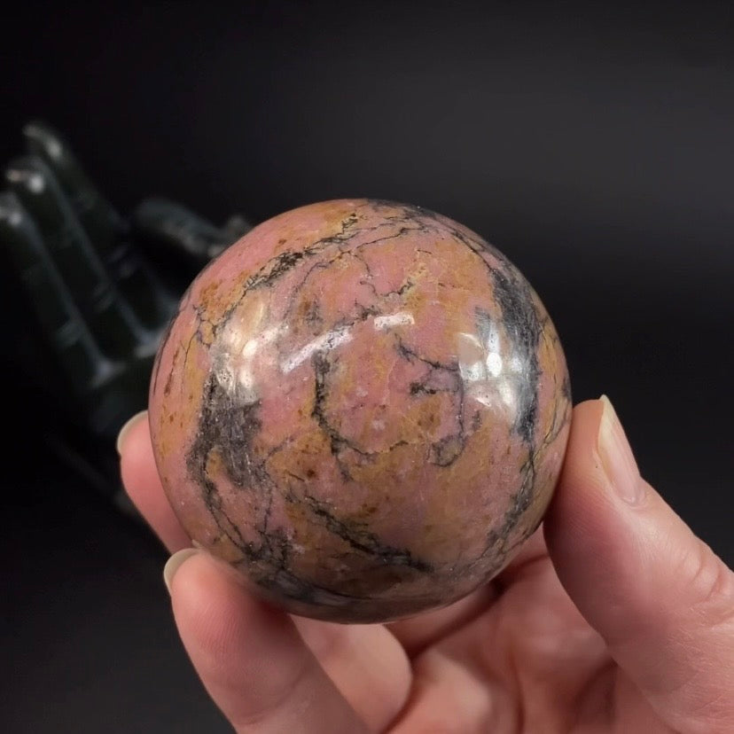 Pink Rhodonite Crystal Sphere 55 mm - Natural Crystals and Mineral Specimens