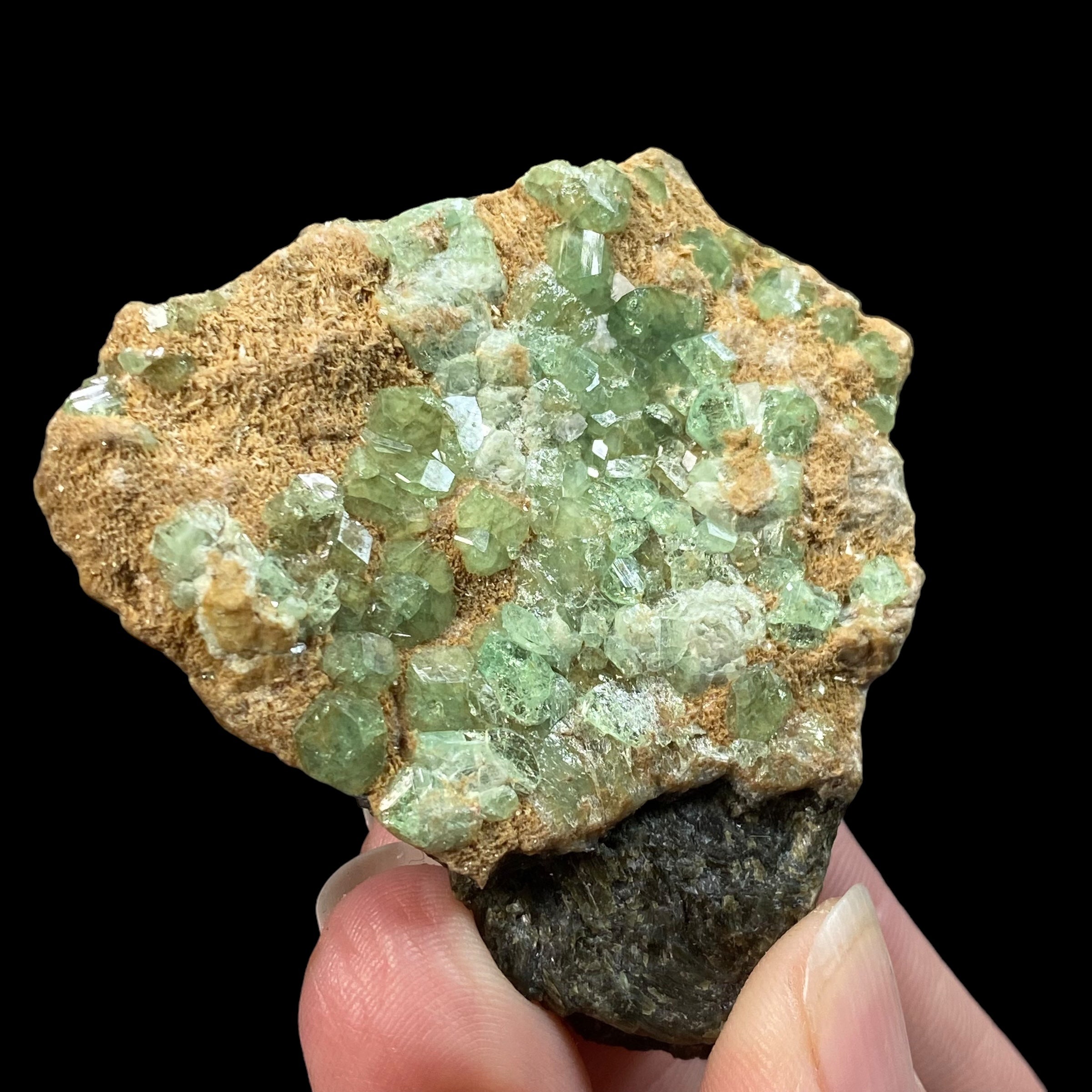 Green Garnet Crystals on Matrix