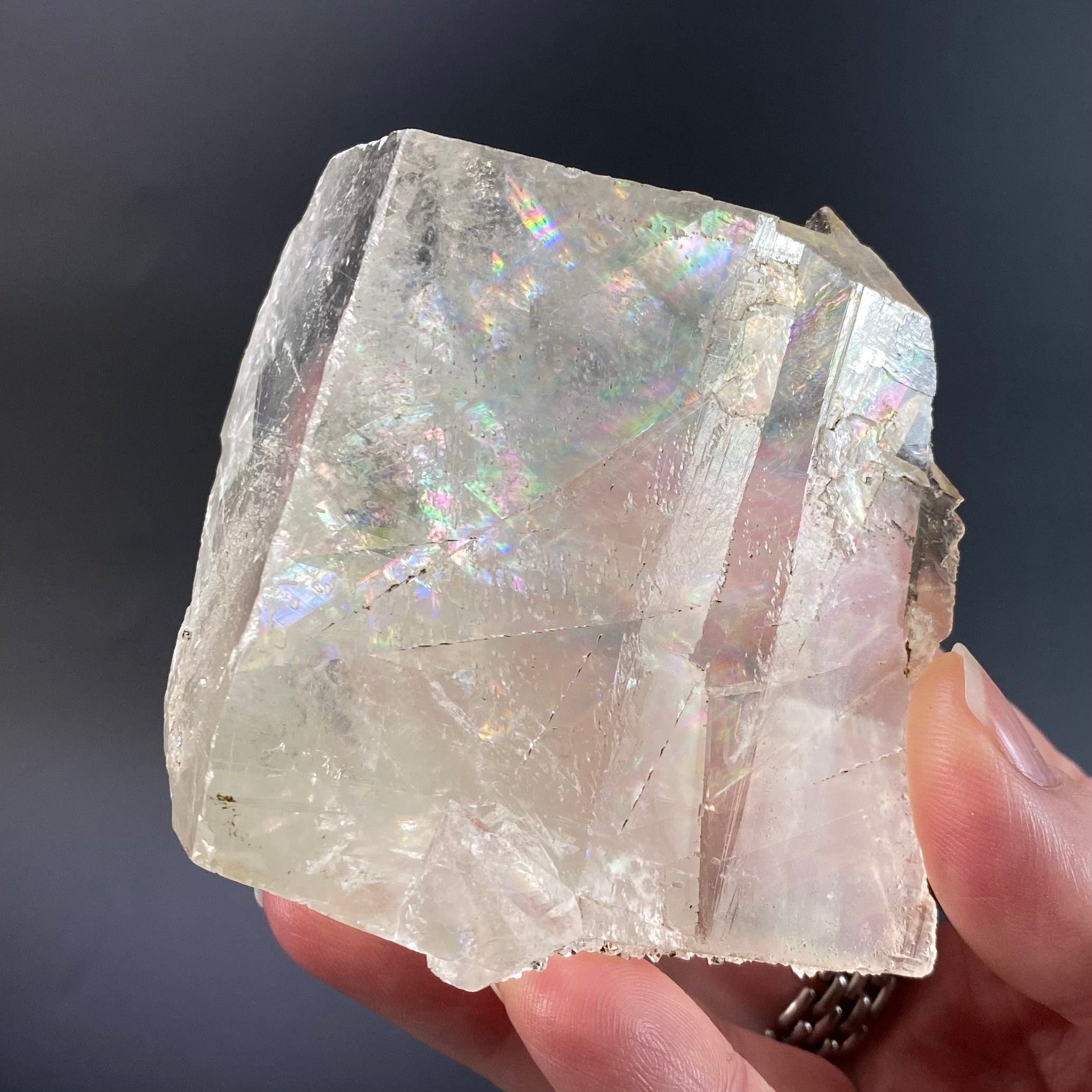 Light Golden Calcite Crystal with Rainbows Galore