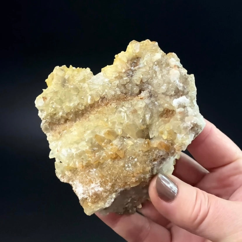 Scalenohedral Dogtooth Calcite Cluster with Natural Iridescent & Iron Oxide Surface Coating