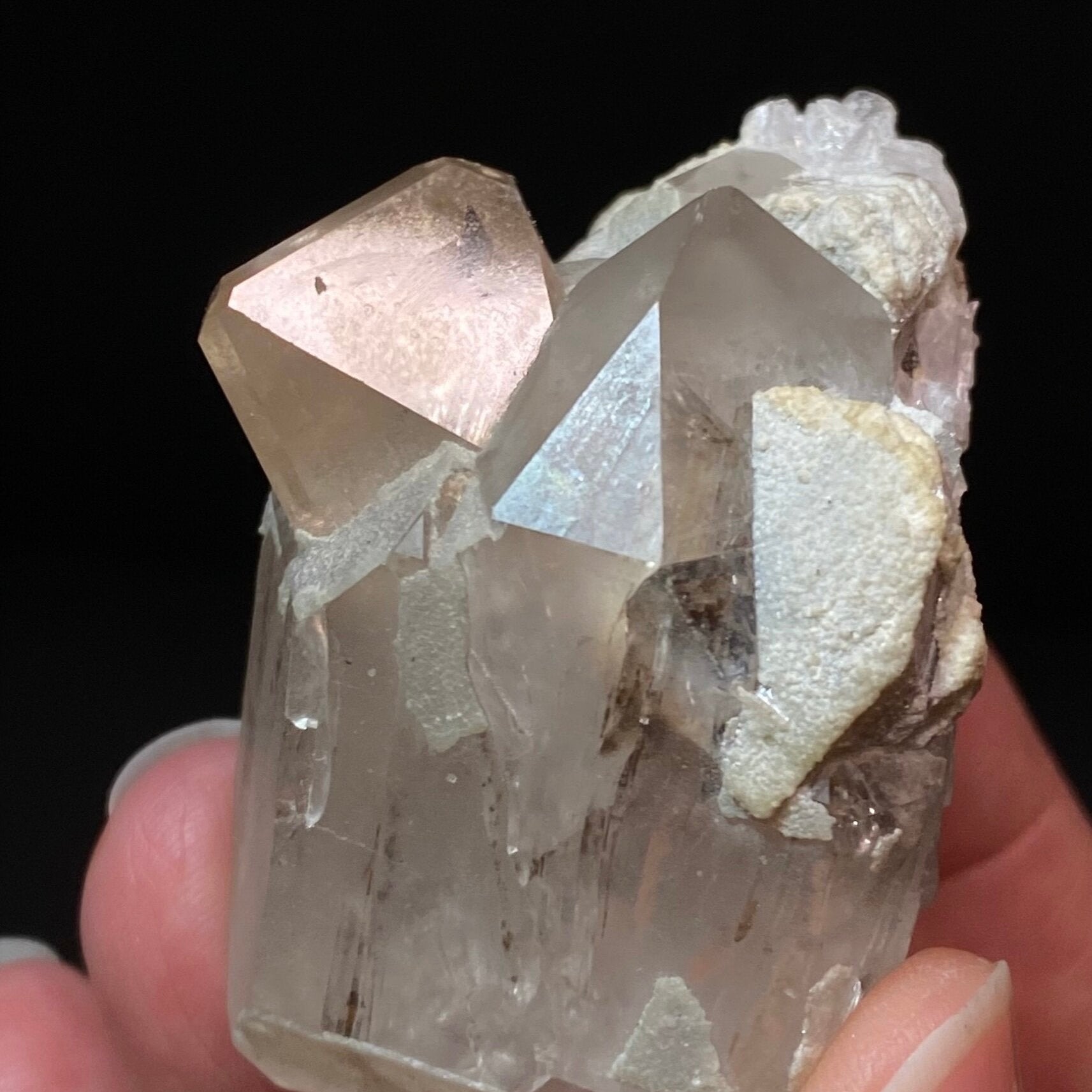 Topaz Crystal with Garnet Included Light Smoky Quartz & Minor Mica and Feldspar