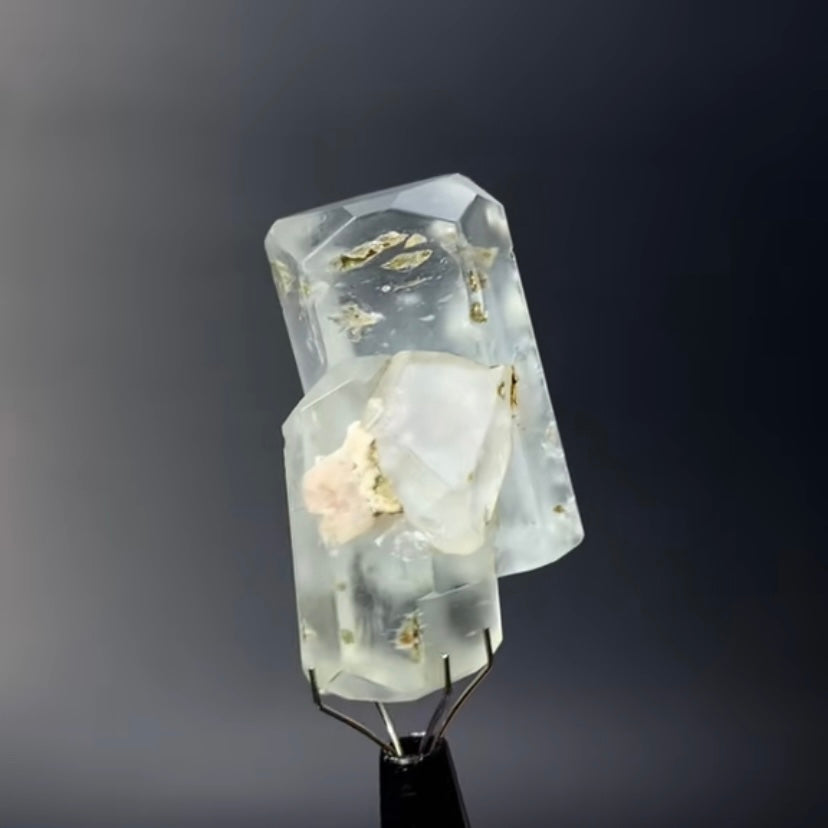 Double Terminated Aquamarine Crystal Cluster with Apatite