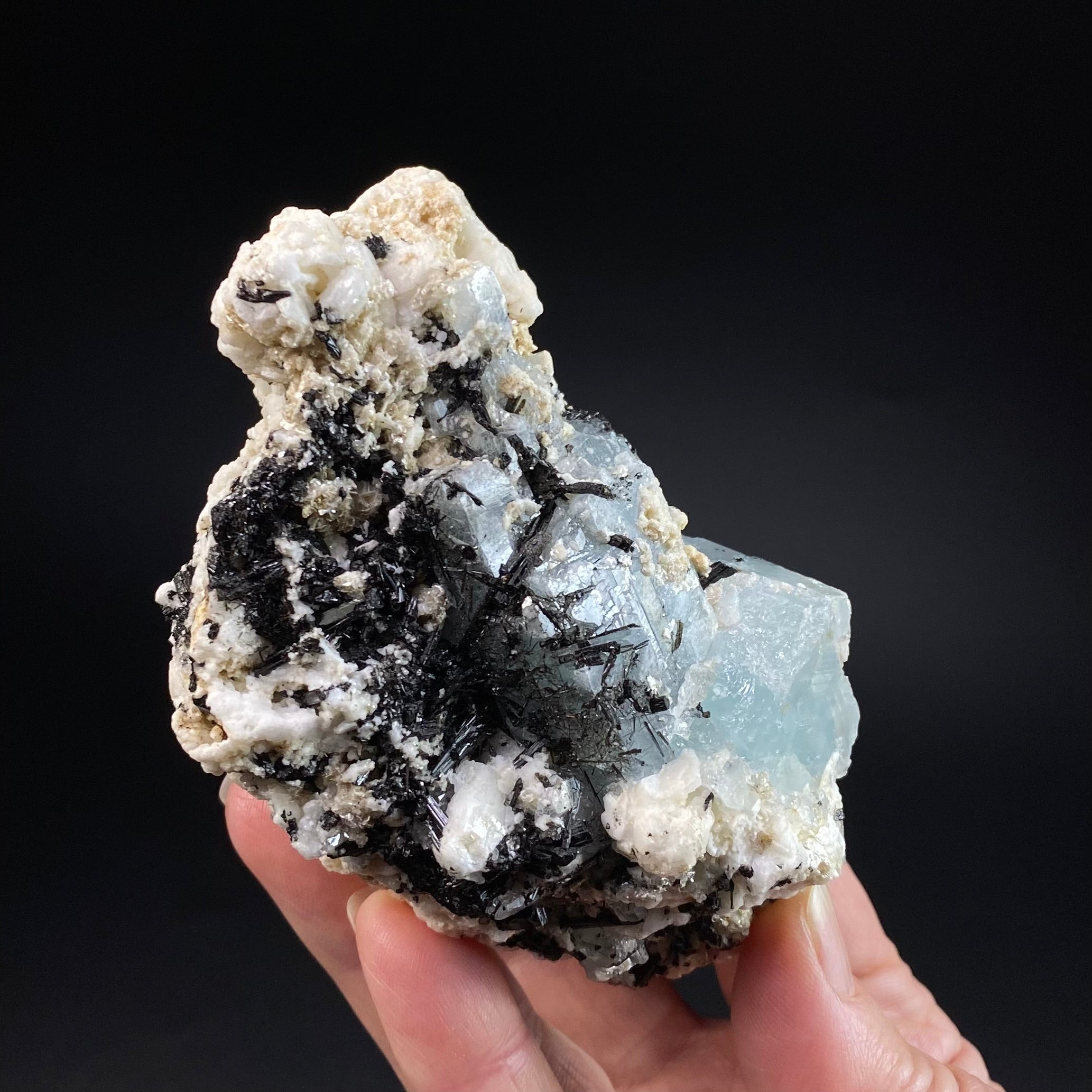 Aquamarine Crystals with Orthoclase and Black Tourmaline, Shigar Valley, Pakistan