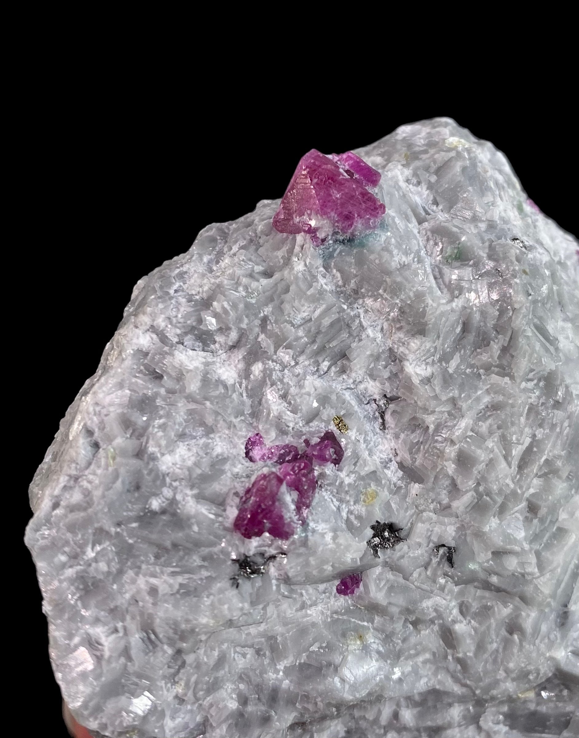 Pseudo Octahedral Natural Ruby Crystals on Marble Matrix, Jegdalek, Afghanistan