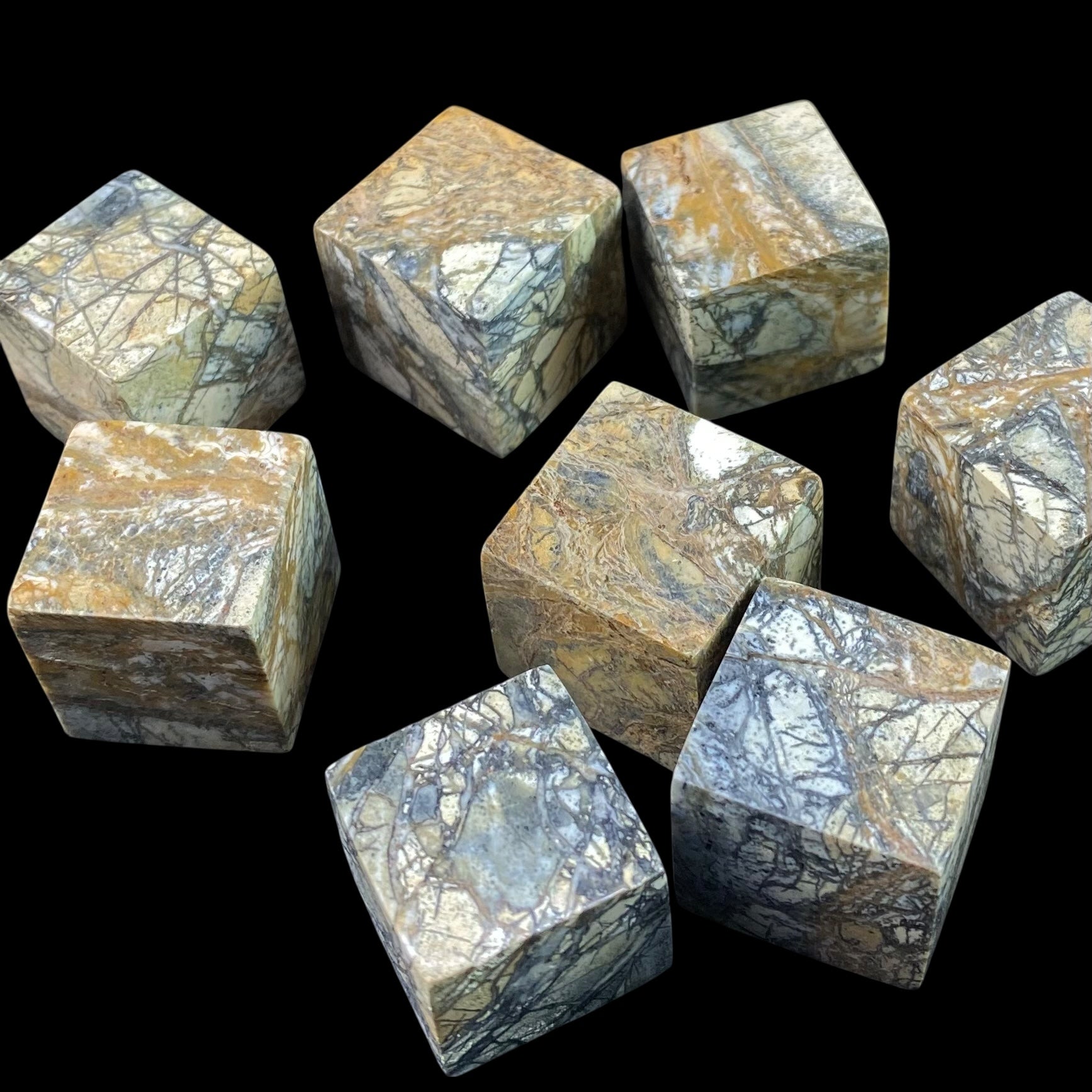 Green Malingano Jasper, Chert Breccia, Polished Cube