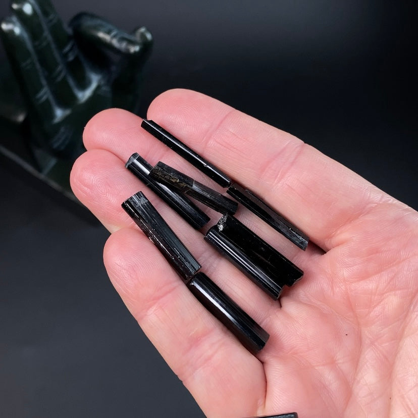 High Grade Black Schorl Tourmaline Rod Crystals 10 Gram Lots, Choose Your Size