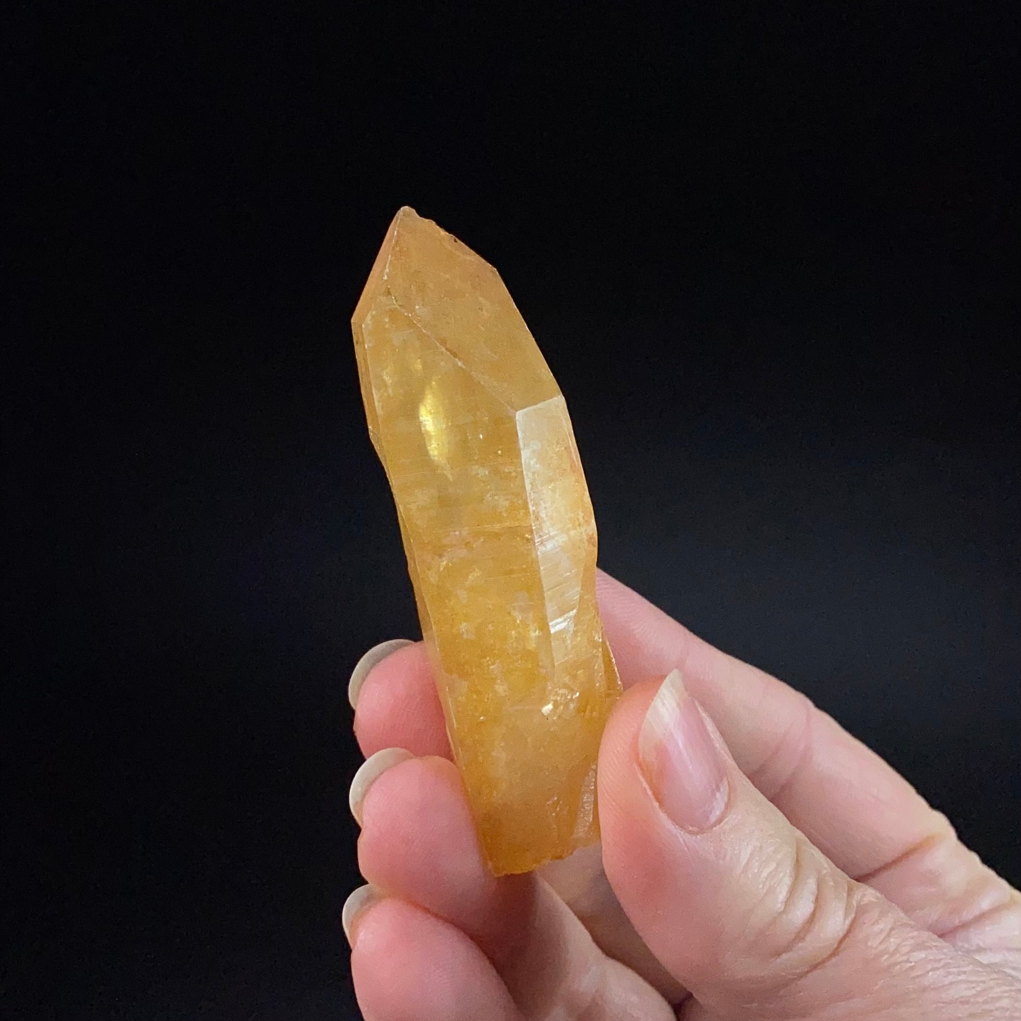 Golden Quartz Crystal with Natural Yellow Iron Oxide Surface Coating