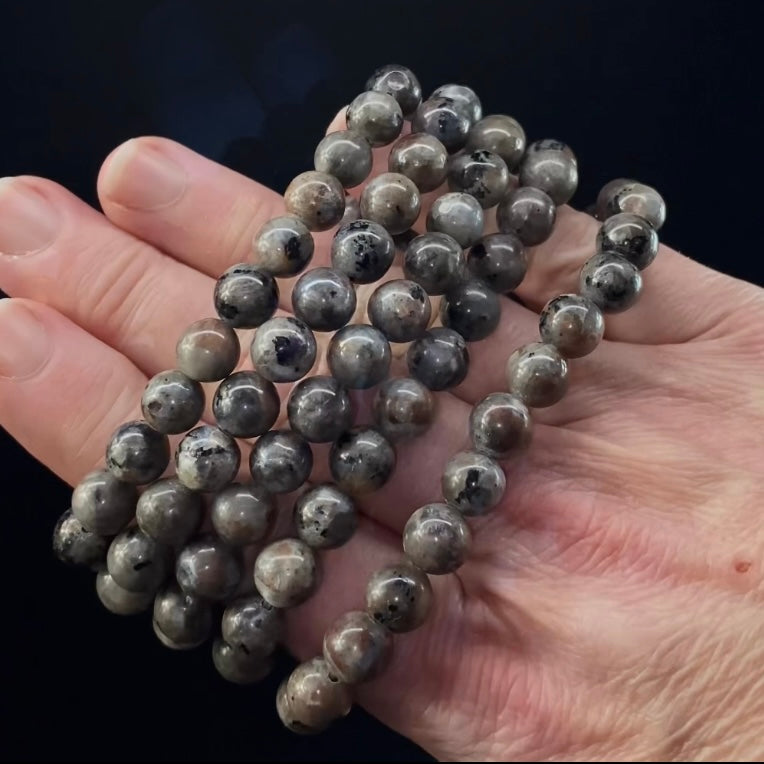 Fluorescent Sodalite and Syenite Yooperlite-Like Bead Stretch Bracelet