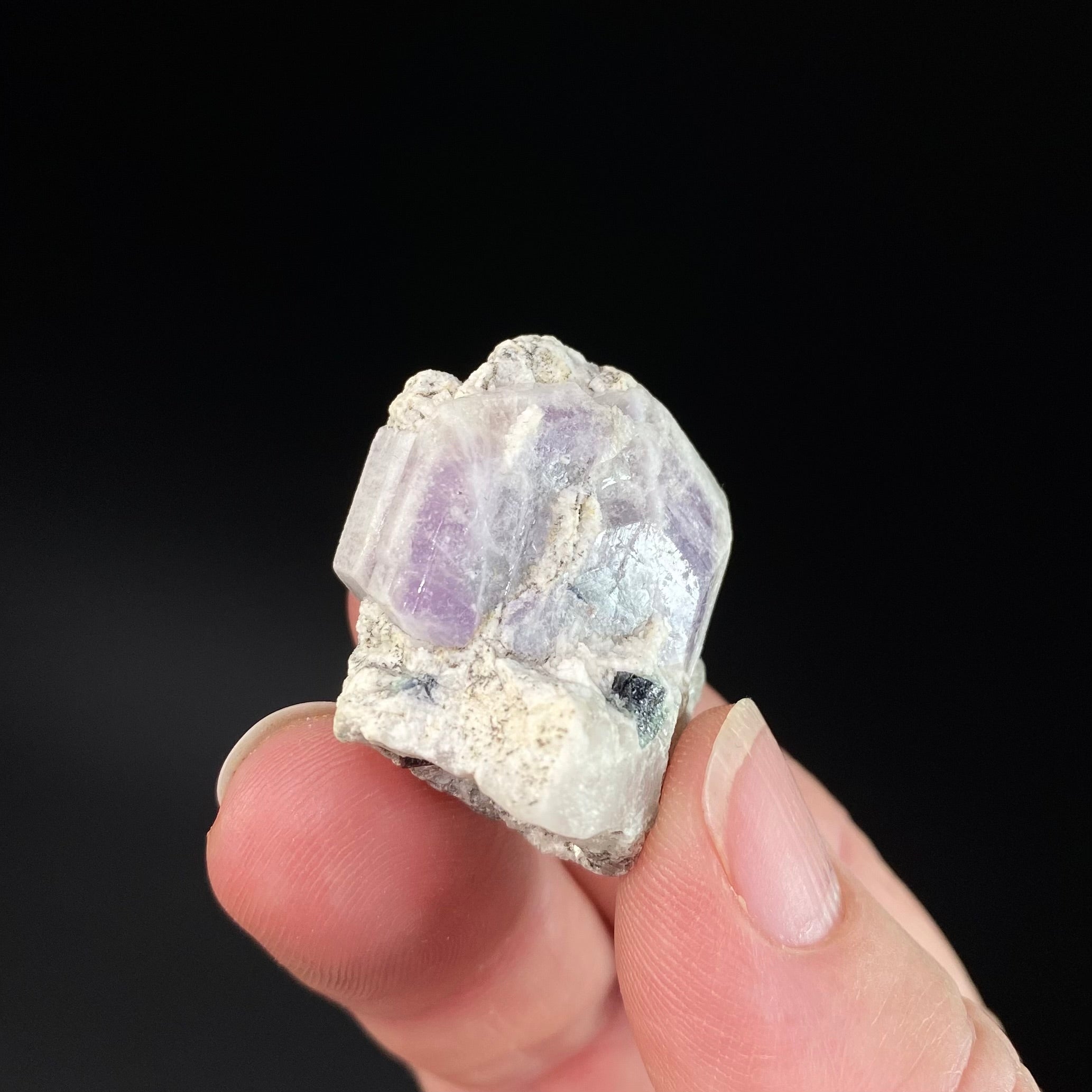 Double Terminated Bi Color Purple & White Apatite Crystals on Matrix from Pech, Afghanistan