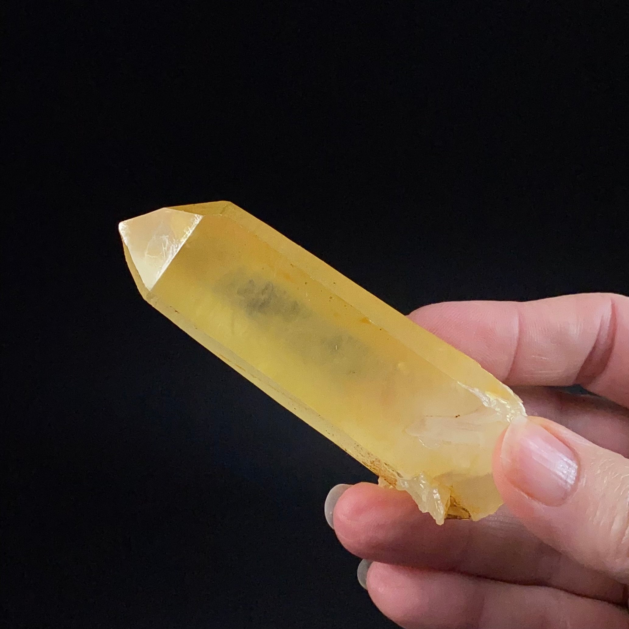 Golden Quartz Crystal with Natural Yellow Iron Oxide Surface Coating