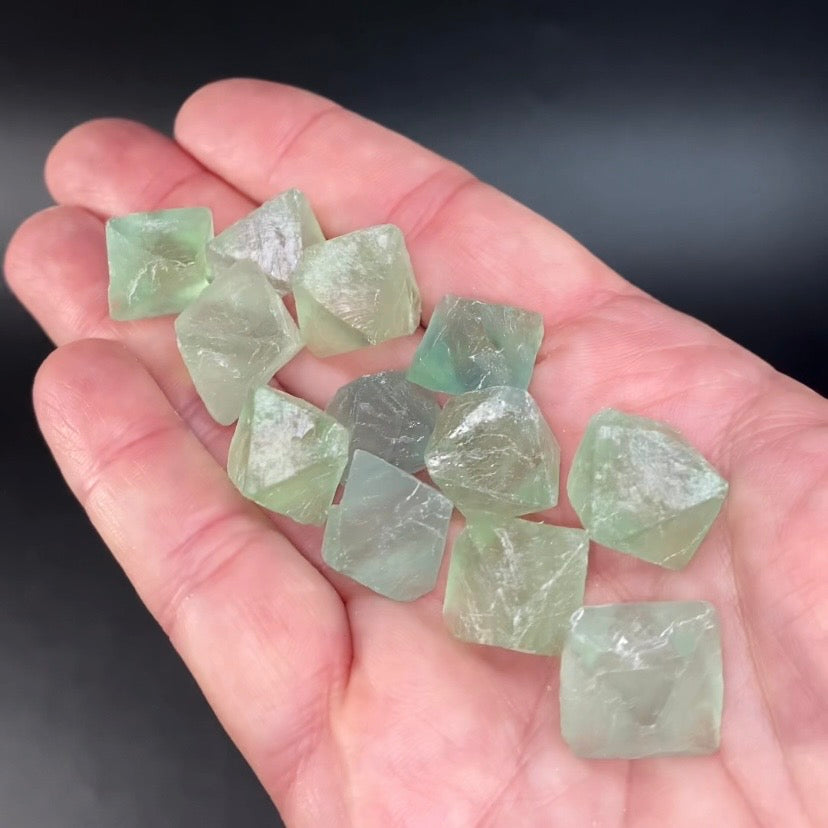 Green Fluorite Octahedron Crystal - Fluorescent
