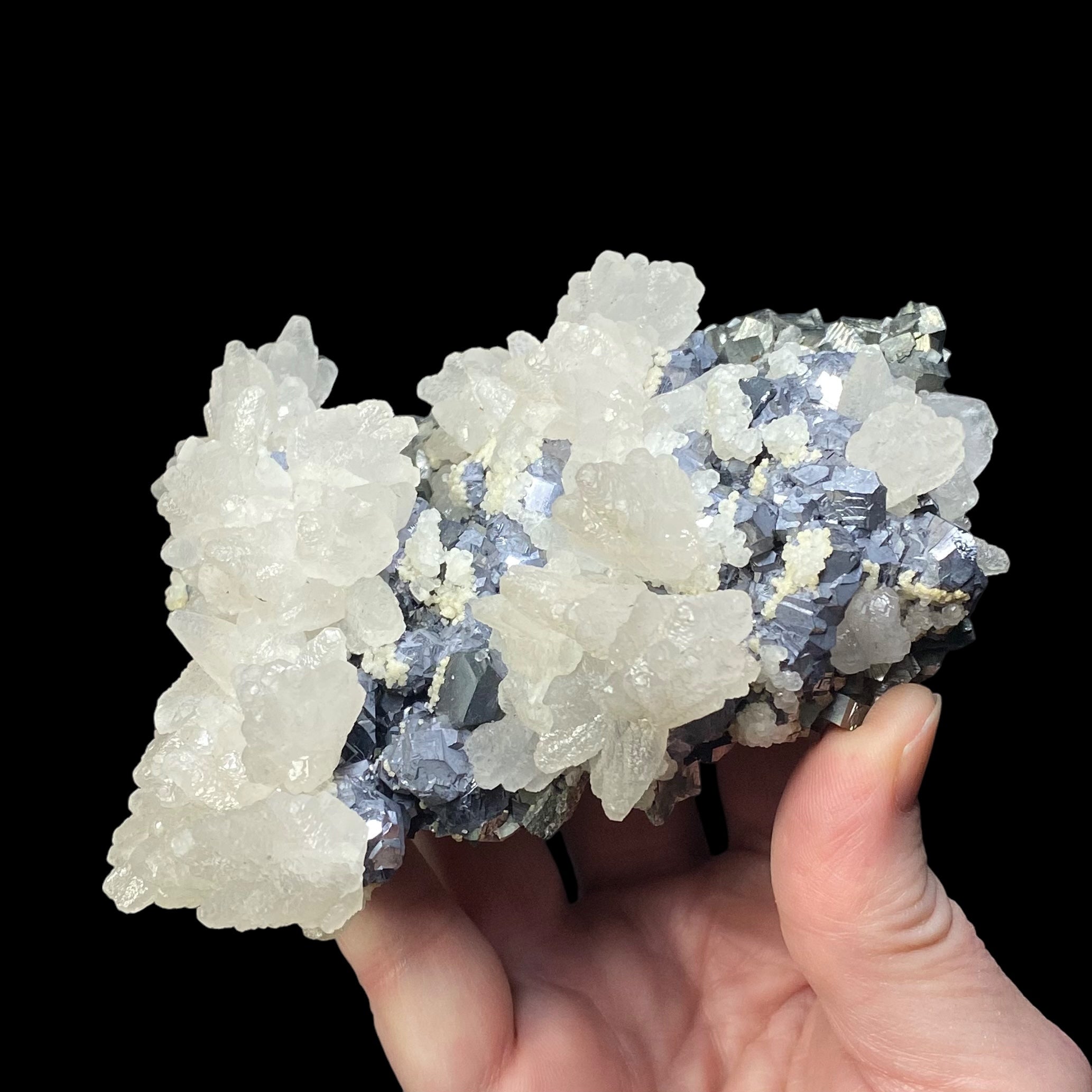 Galena, Fluorescent Calcite and Pyrite Cluster from Trepça Mine Complex, Kosovo