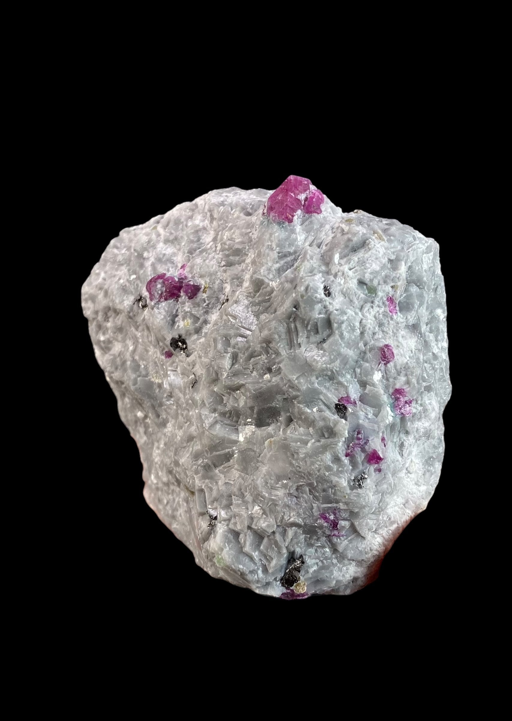 Pseudo Octahedral Natural Ruby Crystals on Marble Matrix, Jegdalek, Afghanistan