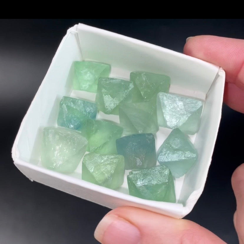 Green Fluorite Octahedron Crystal - Fluorescent