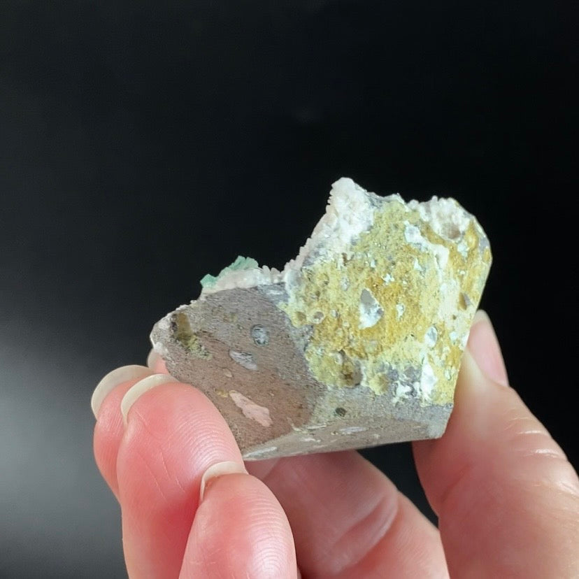 Green Apophyllite Crystal Cluster with Stilbite on Trimmed Basalt Matrix
