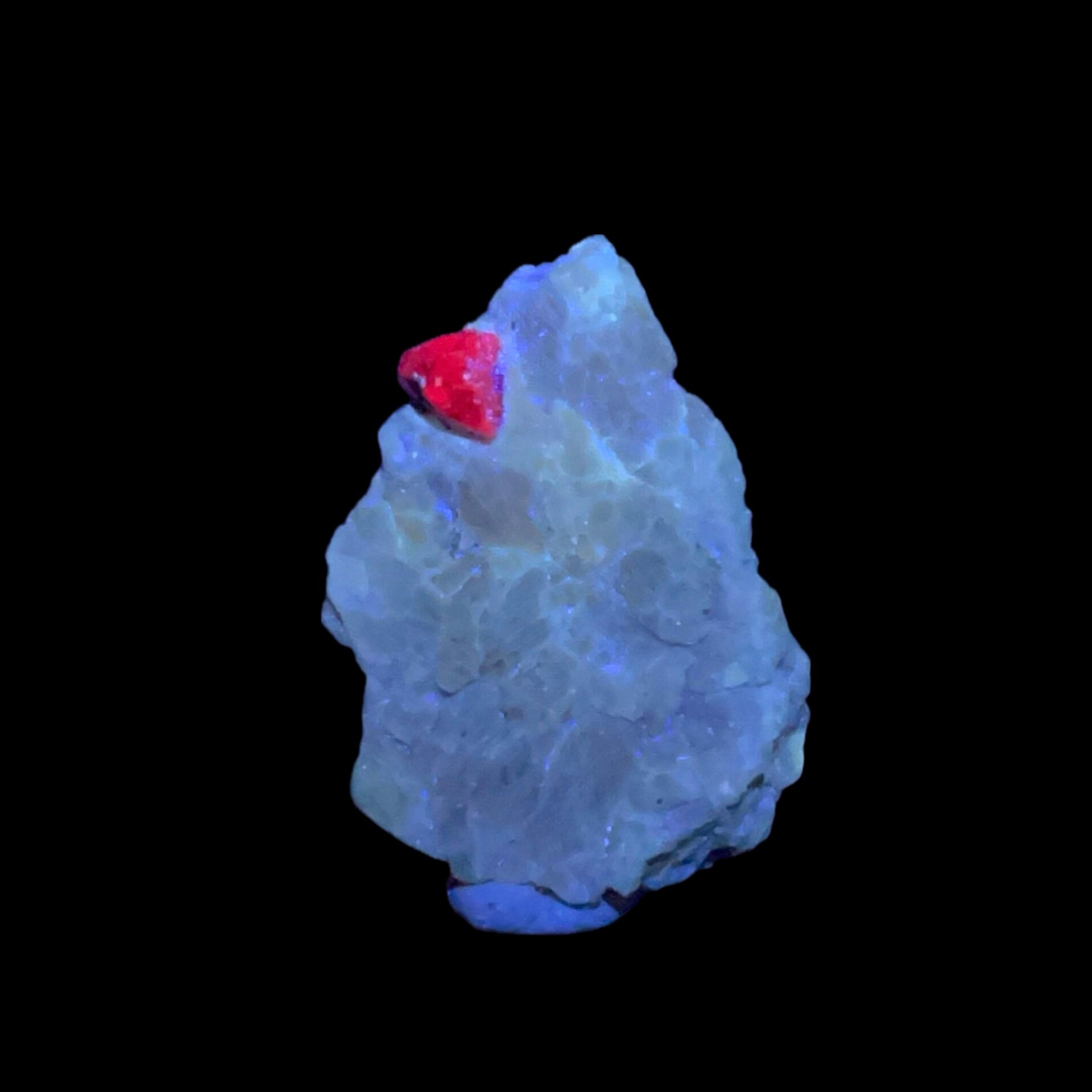 Red Spinel Crystal on Matrix - UV reactive