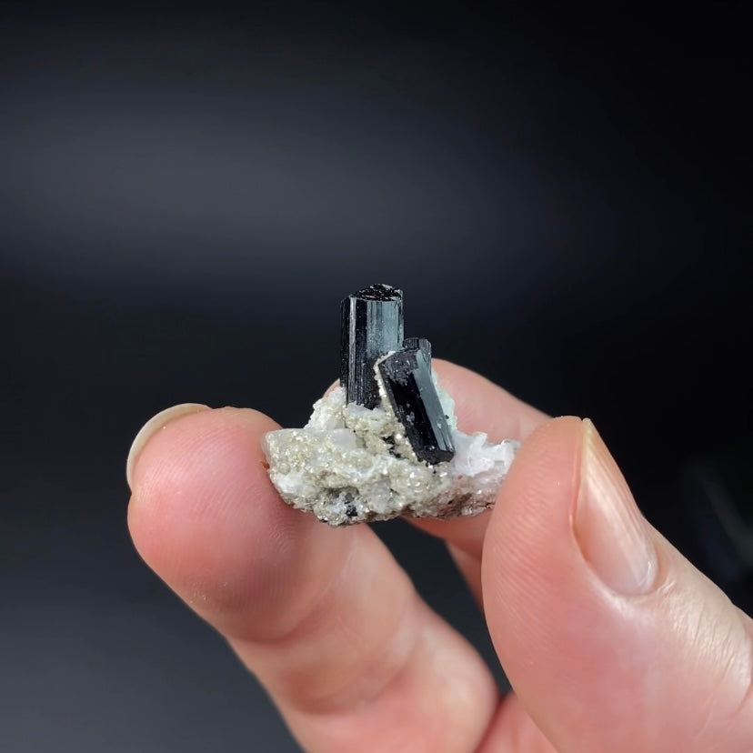 Black Tourmaline Crystals on Feldspar Matrix