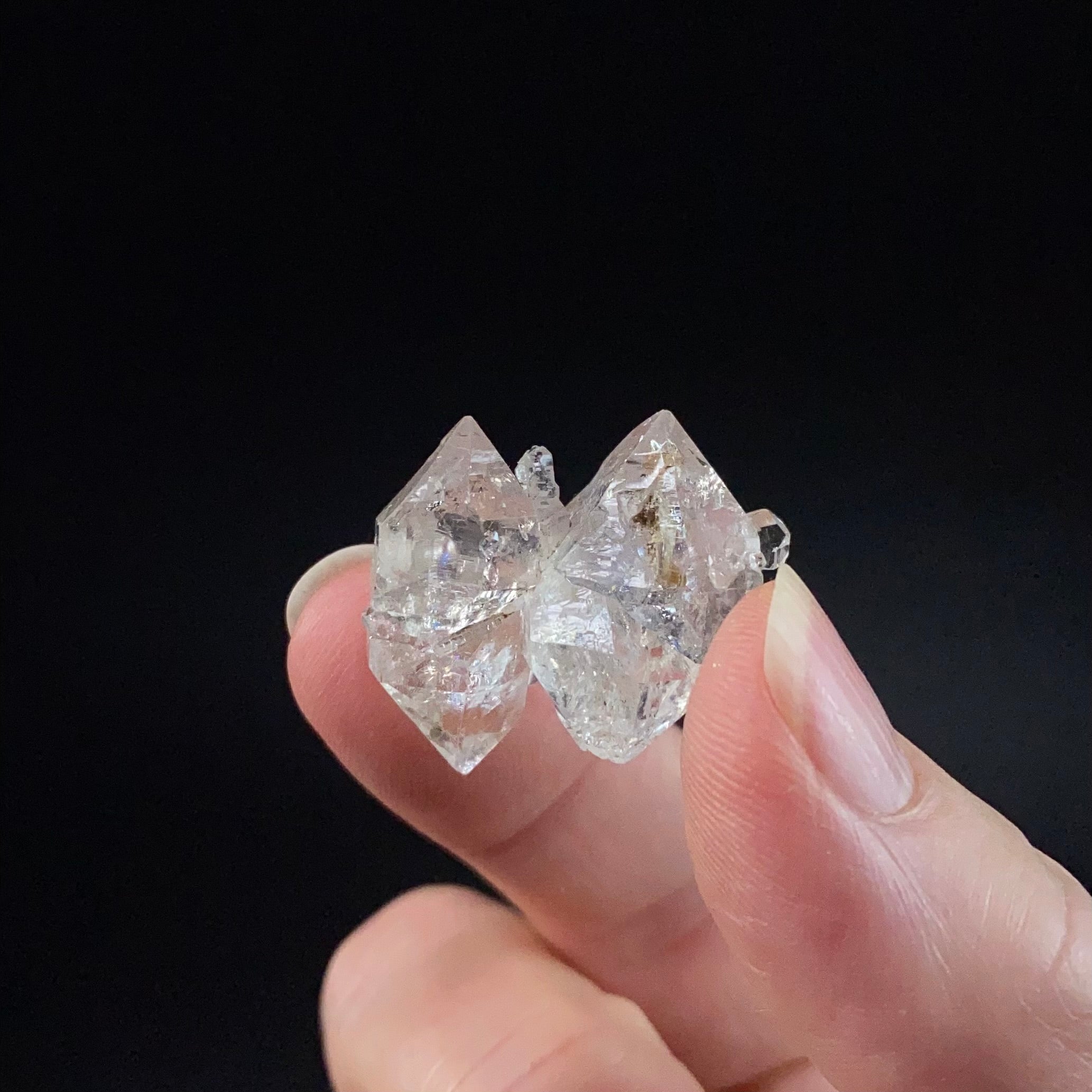 Double Terminated Twin Diamond Style Quartz Crystal Cluster