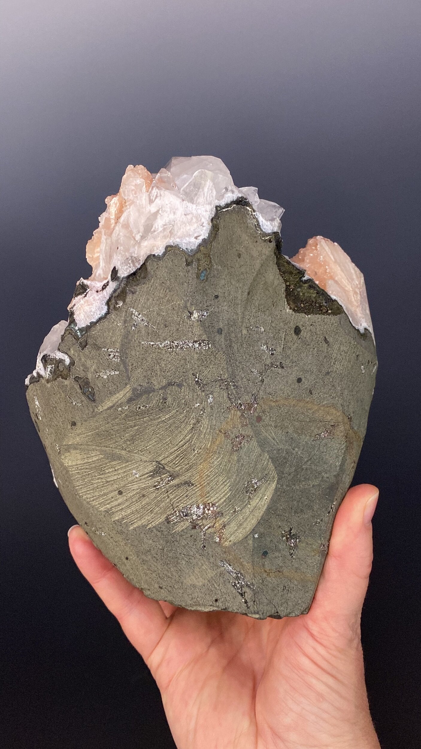 Clear Apophyllite Crystal Cluster with Stilbite in Trimmed Basalt Pocket from Maharashtra, India